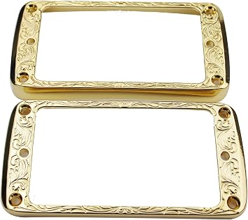 Guyker Curved Bottom Metal Humbucker Pickup Mounting Ring Set - Bridge and Neck Pickups Cover Frame Replacement Compatible with Les Paul LP Style Electric Guitar2PCS, gold