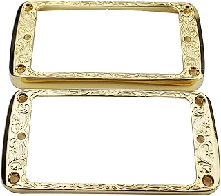 Guyker Curved Bottom Metal Humbucker Pickup Mounting Ring Set - Bridge and Neck Pickups Cover Frame Replacement Compatible with Les Paul LP Style Electric Guitar(2PCS, gold)