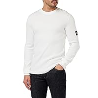 Calvin Klein Badge Waffle Ls Tee J30J323485, Top in Maglia a Maniche Lunghe