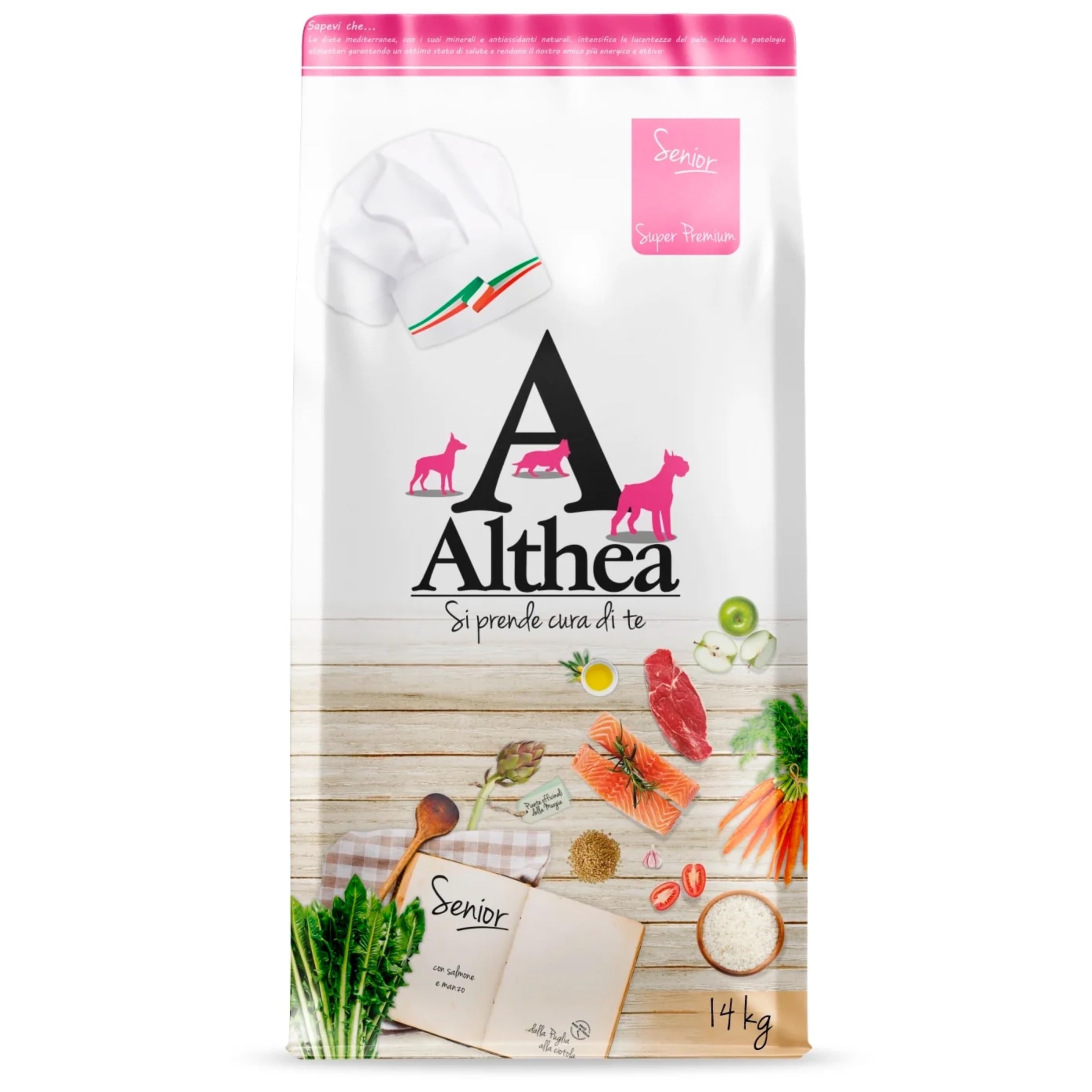Pet's Garden Althea Senior - Crocchette per Cani Anziani di Taglia Grande a Base di Manzo Pollo e Agnello Cibo Secco per Cane Facilmente Digeribile Sacco da 14 kg Prodotto Italiano