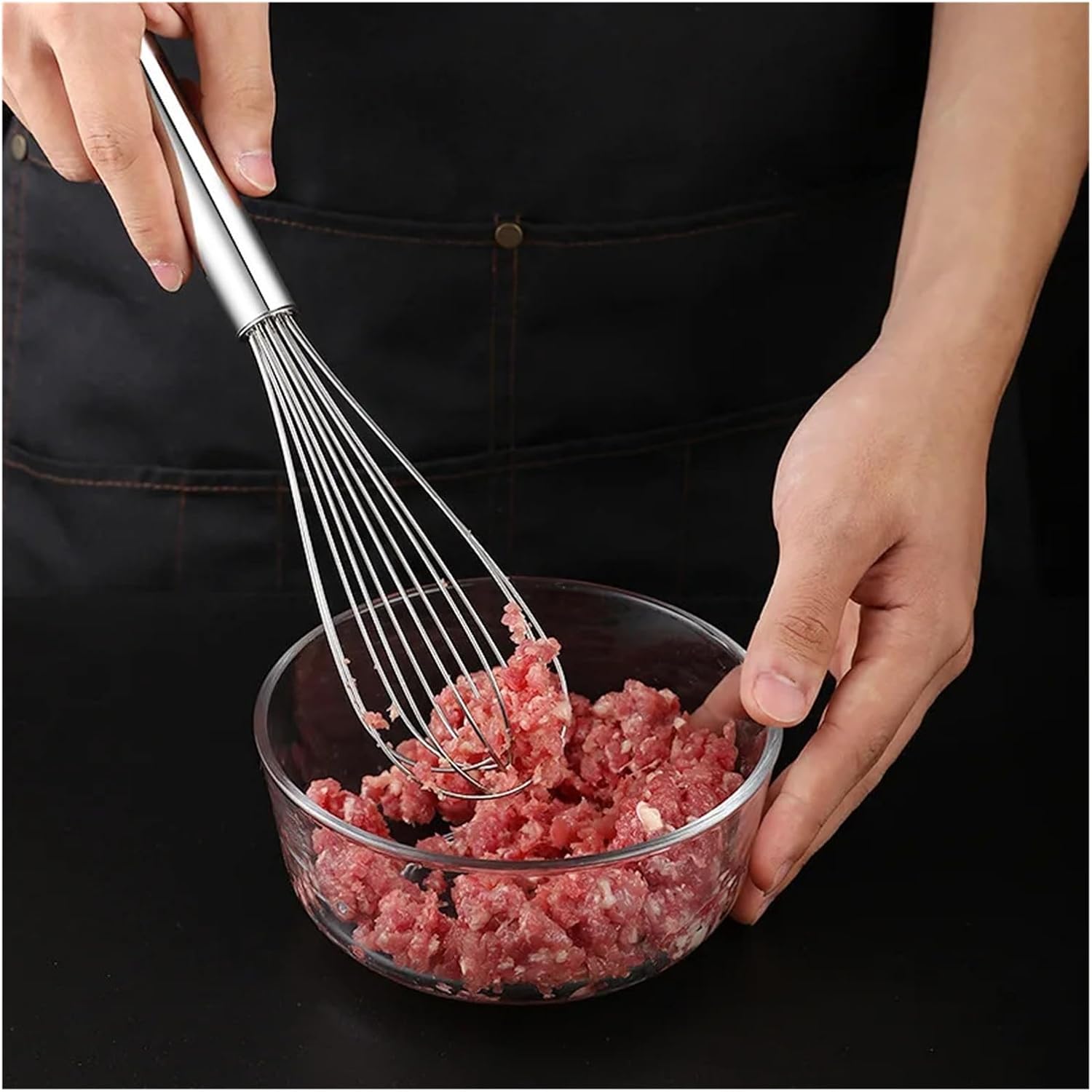 Compatible For 8-16Inch Stainless Steel Egg Stirring Balloon Whisk Manual Egg Beater Mixer Kitchen Baking Utensil Cream Butter Whisk(8inch)