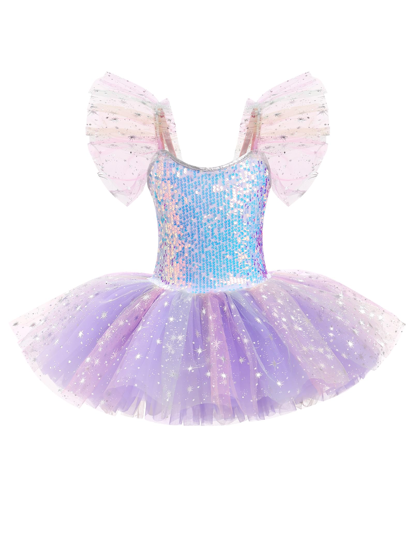 Tenue de ballet fille de 3 à 14 ans pour la danse : collants de ballet avec manches flottantes amovibles et bretelles réglables - Robe de danse pour enfant pour ballet, patinage artistique