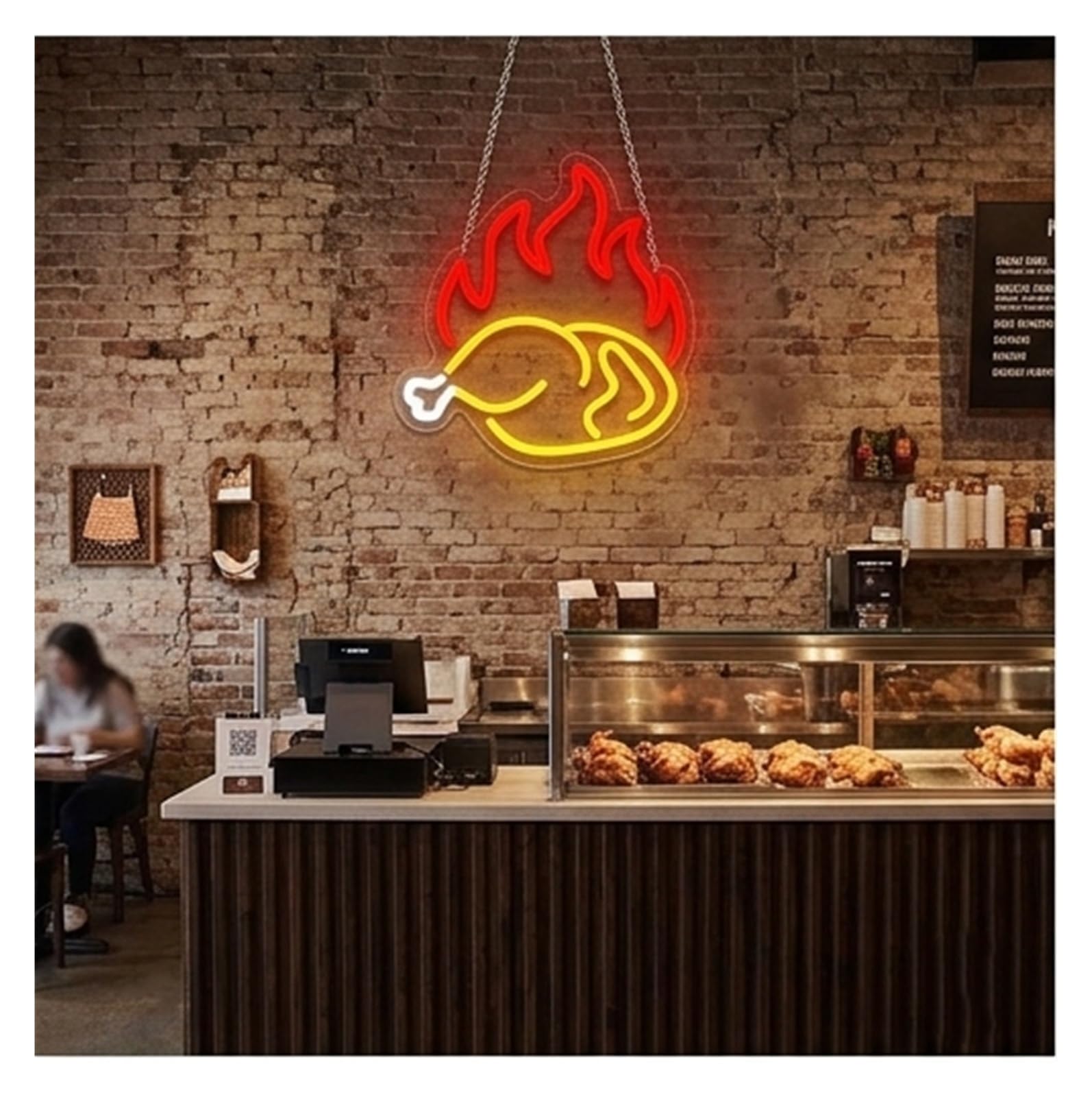 Decoración Lámparas Letrero De Neón De Pollo Asado, Luz Para Restaurante, Hotel, Cocina, Tienda De Pollo Frito, Negocio, Lámpara Regulable Con Alimentación USB, 30cmx29cm