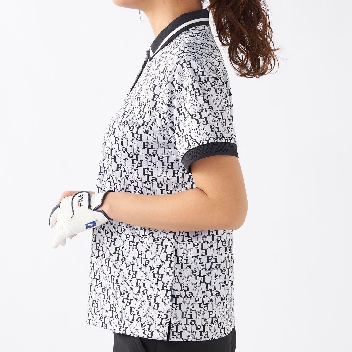 [フィラ ゴルフ] 半袖シャツ UVカット ドライ タイポグラフィ柄 755643 レディース