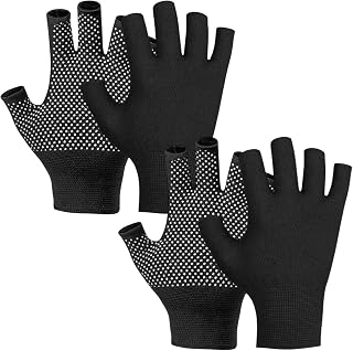 2 Pares Guantes Sin Dedos Antideslizantes, Guantes Sin Dedos con Agarre, Antideslizantes Guantes de Punto para Deportes, Fotografía, Conducción, Actividades en Exterior