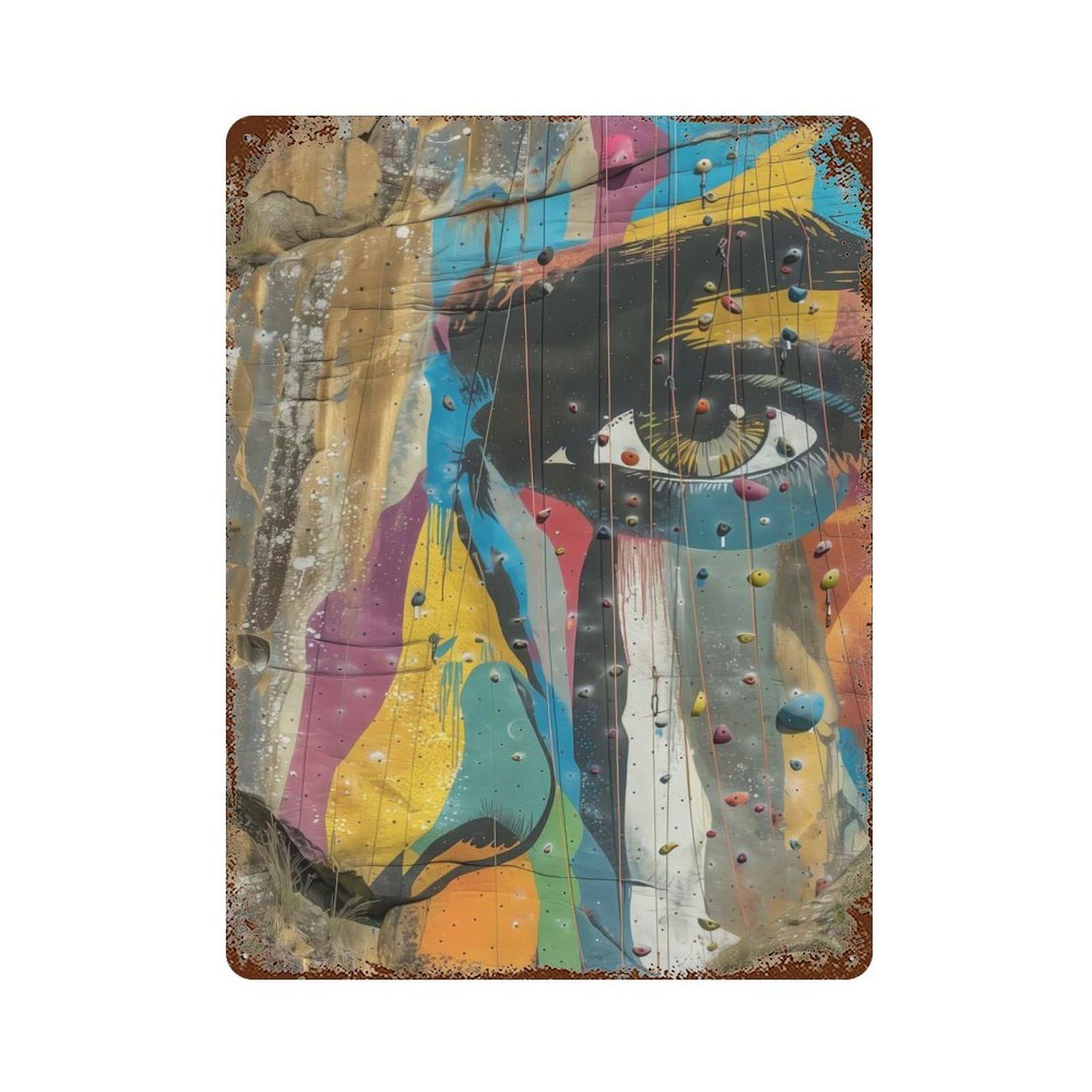 Graffiti Climb Rust Effect Tin Sign 15.7"x11.8", for Bistro, Counter And Cafe Decor, Decorative Metal Wall Art