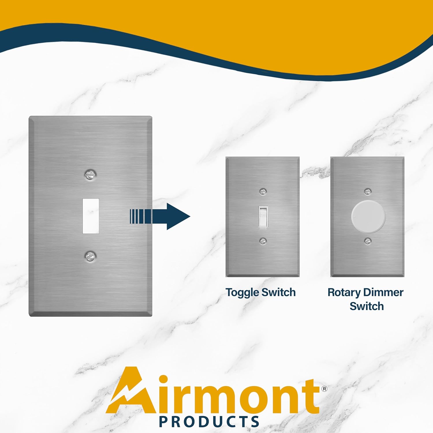 2-Gang Oversized Stainless Steel Toggle Switch Wall Plate – 5.5" x 5.5" Jumbo Toggle Outlet Cover, Heavy-Duty, Corrosion-Resistant with Matching Screws, Universal Electrical Fit, Made in USA