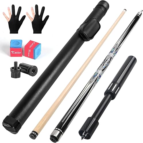 Kmise Professional Pool Cue Stick, 18 19 20oz Canadian Maple Cue Sticks, Low Deflection Shaft with Telescopic Carbon Fiber Extension Cue