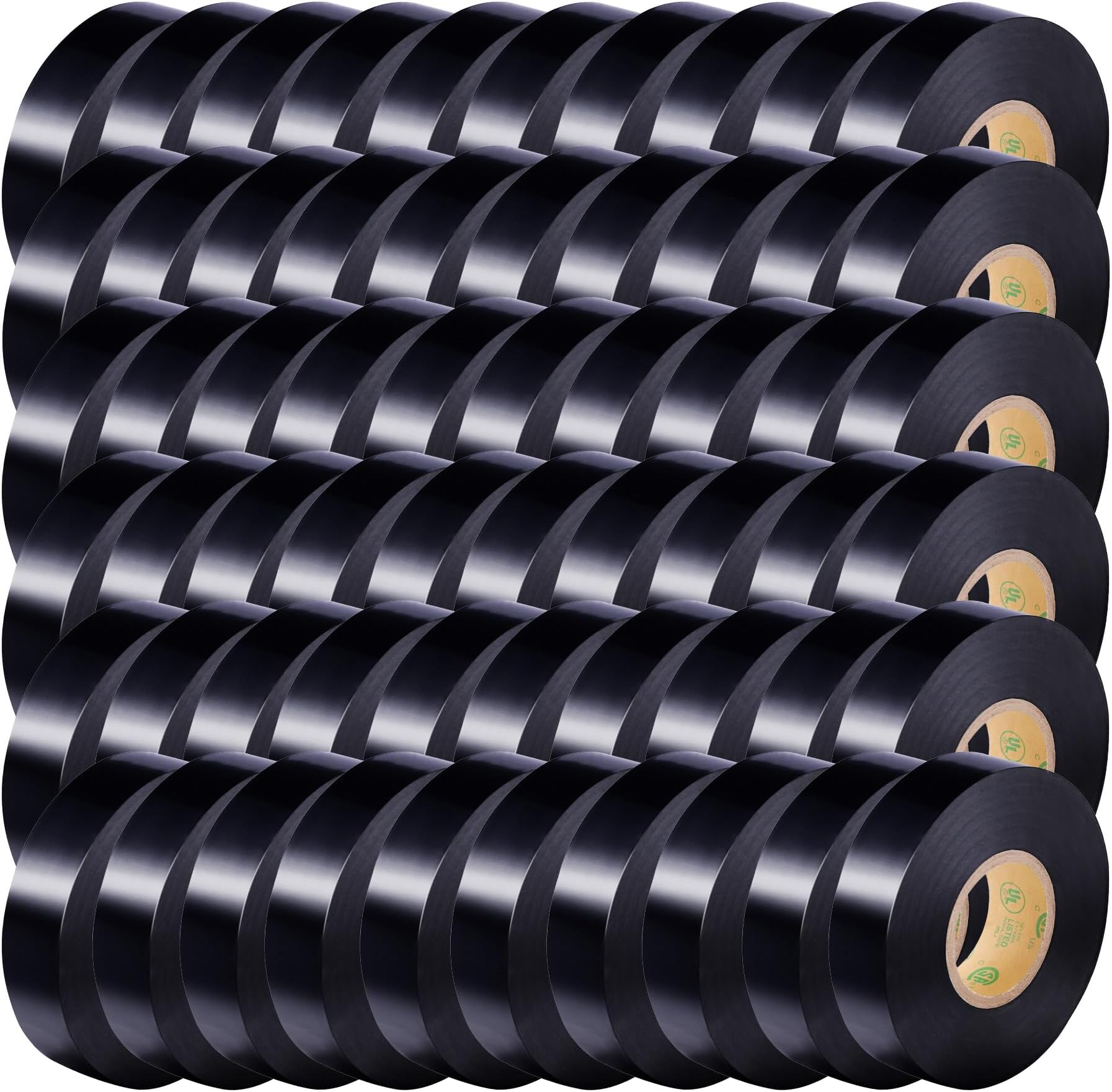 60 Pack Black Electrical Tape Waterproof, 3/4 in x 66ft, Industrial Grade UL/CSA Listed High Temp Electrical Tape Electric Super Vinyl
