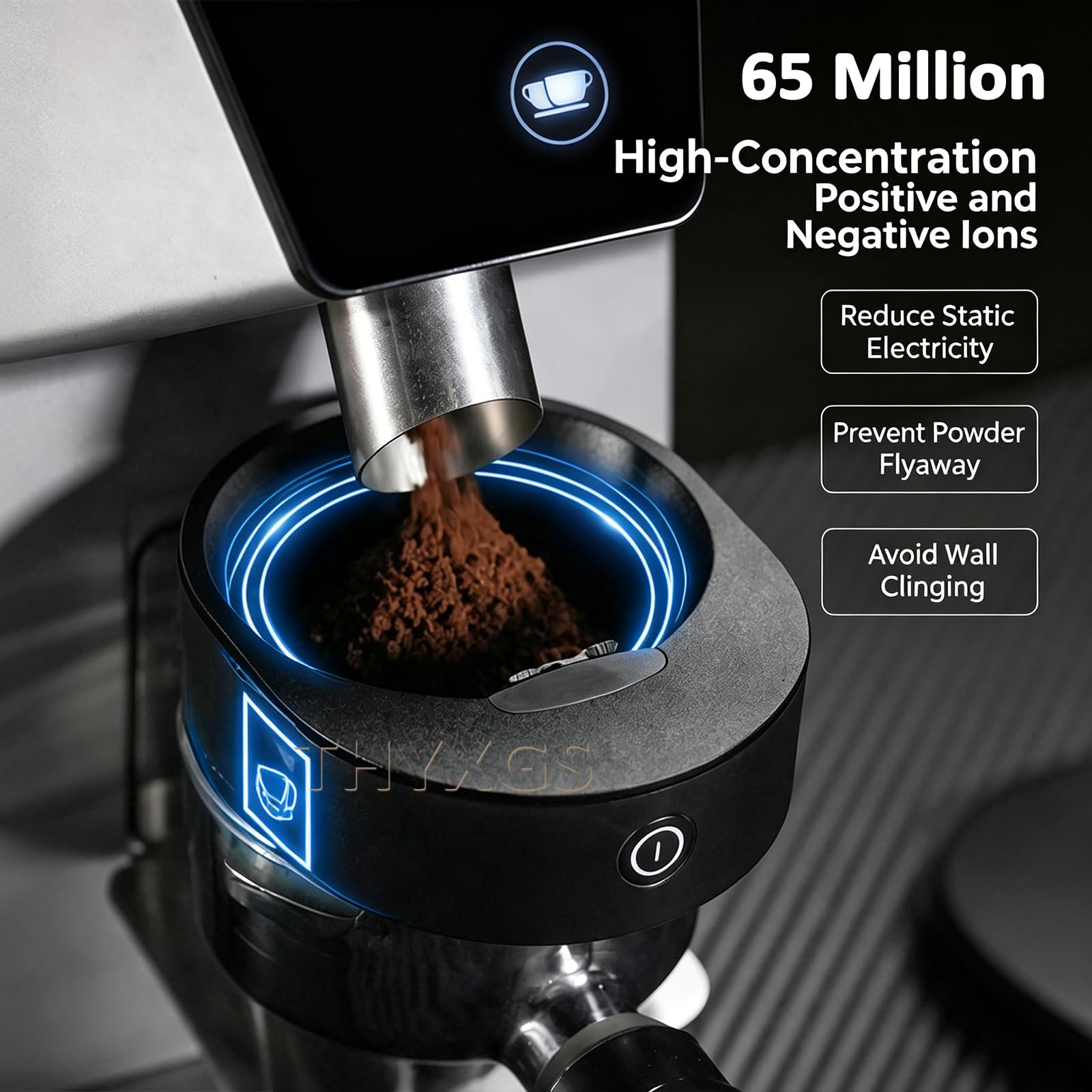 Anillo Magnético De 58 Mm para Eliminar La Electricidad Estática del Café, Anillo Colector De Polvo De Plasma De Café, Carga Tipo C, para La Mayoría De Mangos De Cafeteras