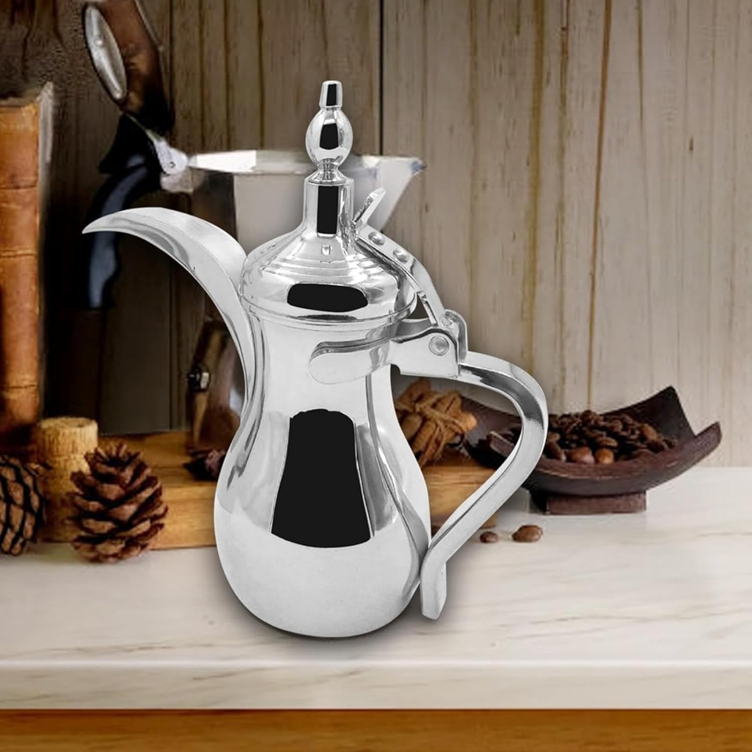 Amazon | Generic アラビアコーヒーポット 中東ケトル ダラー ステンレススチール 飲料ディスペンサー ティーポット カフワ  コーヒーポット イードアルフィトル BBQ用, 700ml | Generic | ドリップポット ステンレス鋼の中東のやかんのアラビカのコーヒー鍋の暖かいやかんの茶釜の宮殿のやかん (500ml)