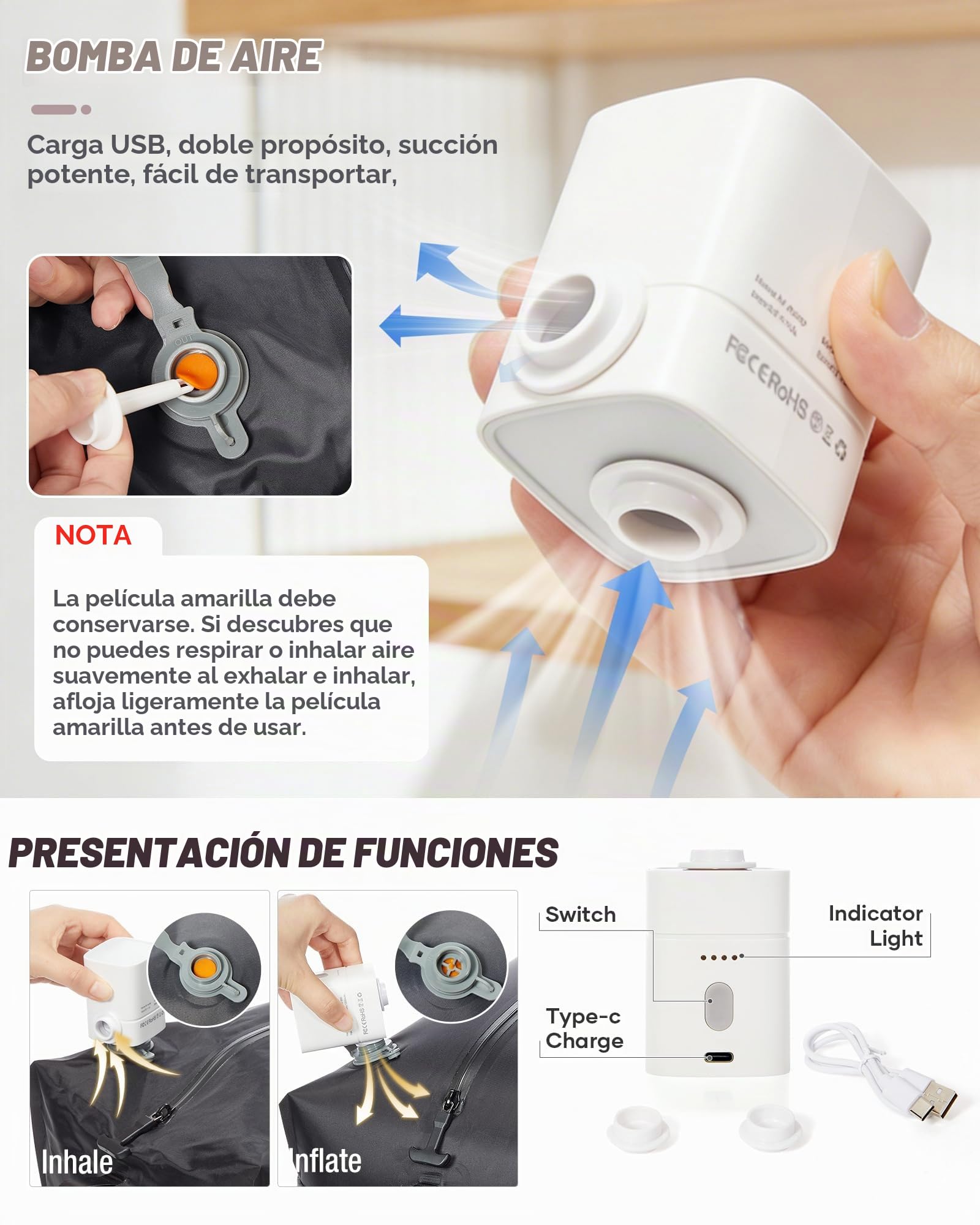 SZLX Mochila al Vacio con Bomba Equipaje de Mano 40x30x20 Ryanair Vueling Wizzair Easyjet Mochila Viaje Cabina Avion 40x20x25 Ryanair Mujer Mochila de transporte Impermeable para Computadora Portátil