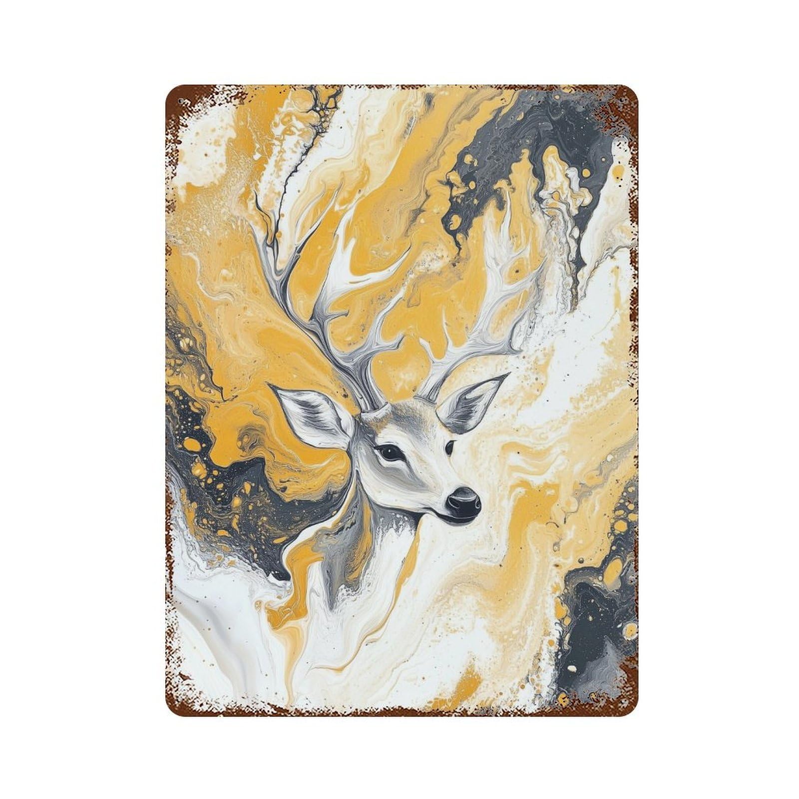 Deer Abstract Painting Art Rustic Tin Plaque 15.7"x11.8", Industrial Home Decor for Pub, Kitchen And Man Cave Decor