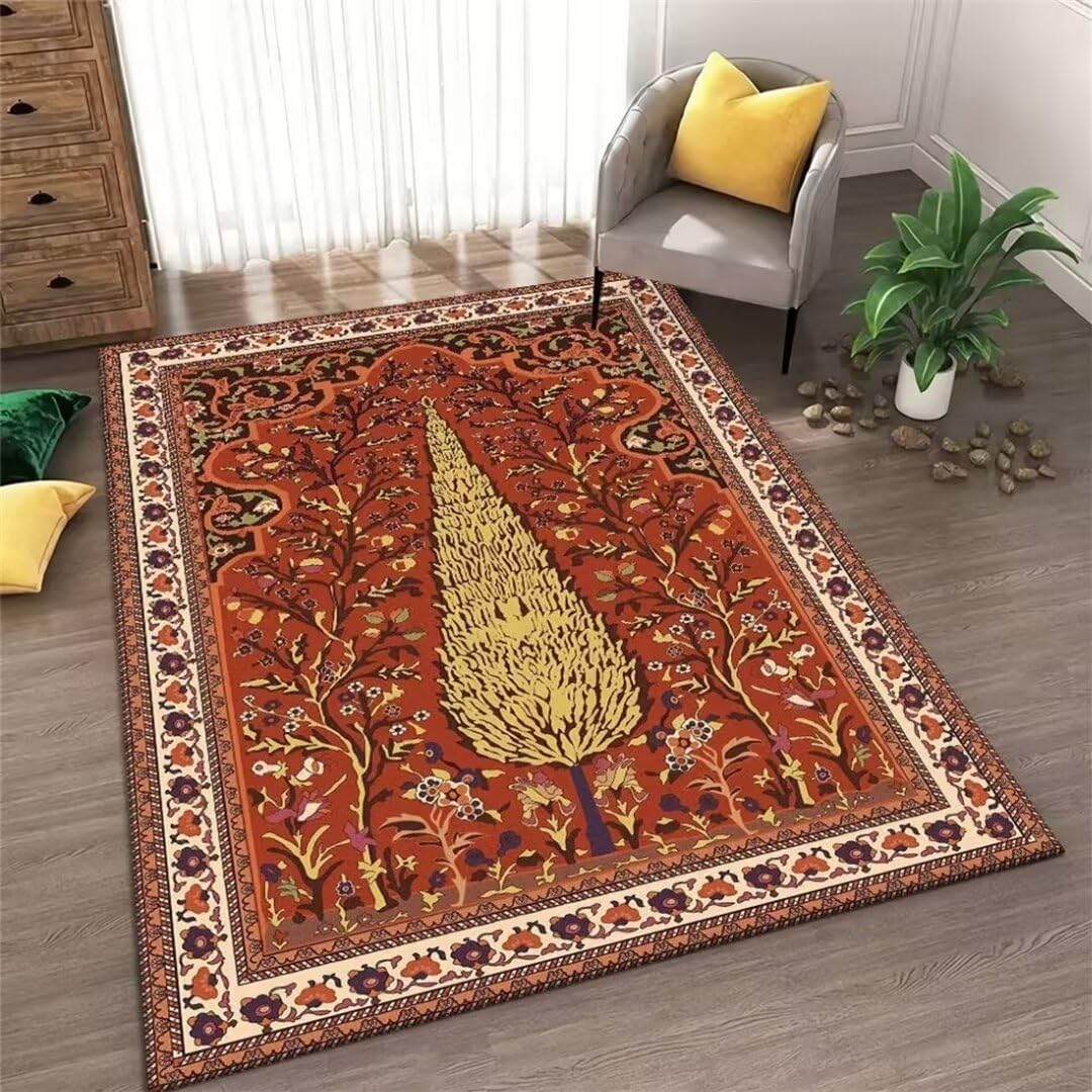 Tapis design salon tapis chambre lavable antidérapant orange 200x250 cm