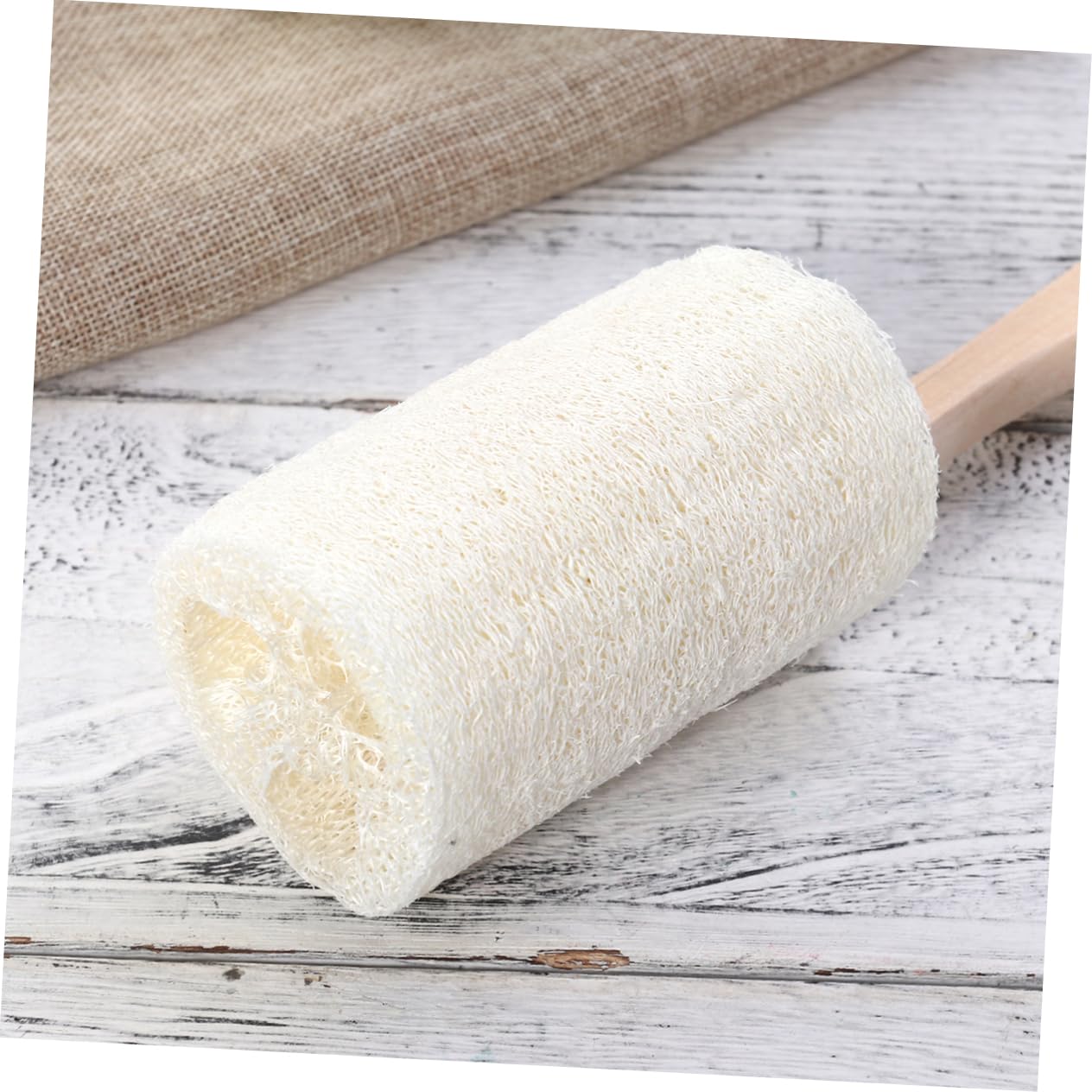 POPETPOP 6pezzi Spazzola Esfoliante Con Manico Legno Spugna Naturale Per Bagno Scrub Per Schiena e Corpo Adatta Per Secca e Grassa Facile Da Appendere e Asciugare