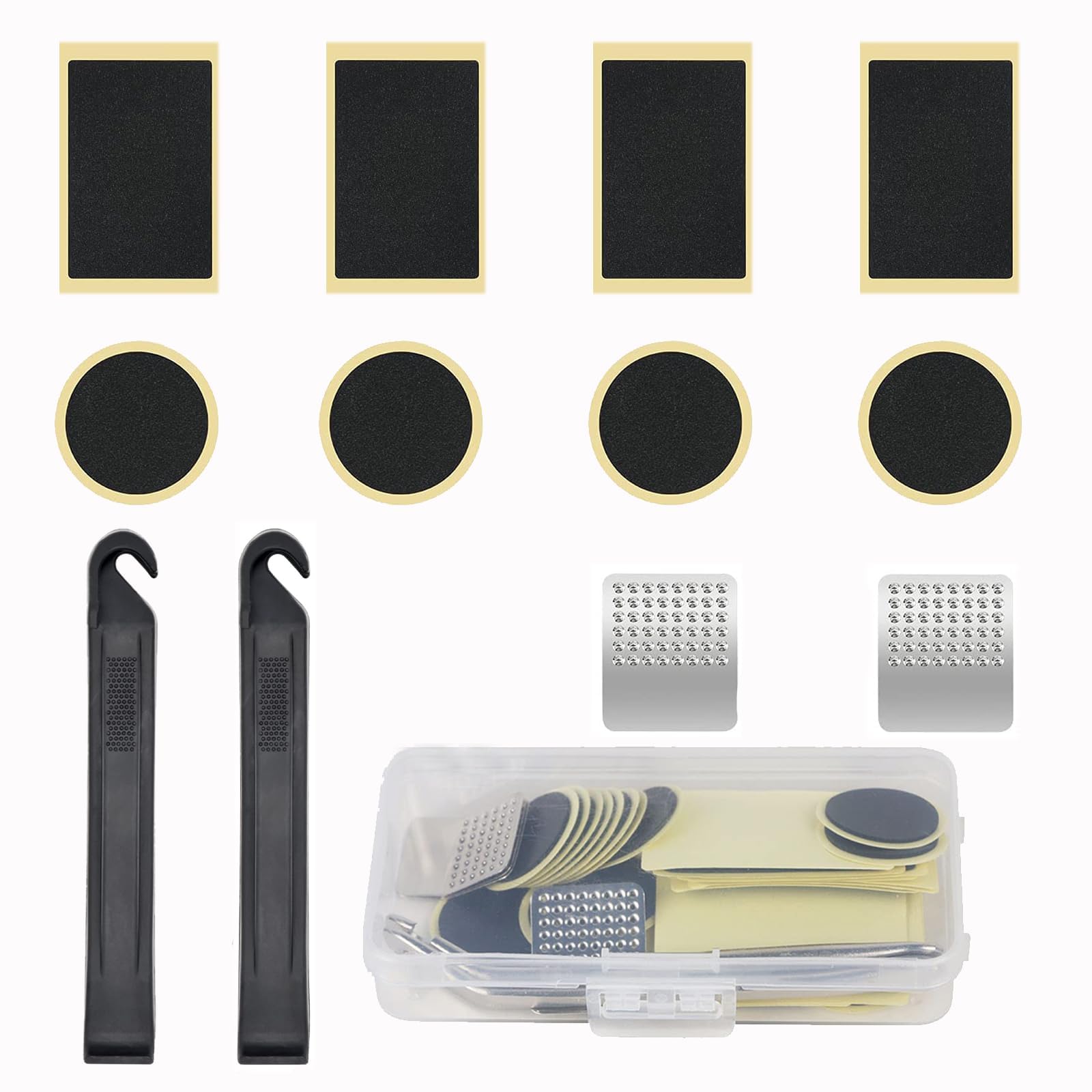 ZPLASK 12 PCS Puncture Repair Kit Bike Tyre, Bike Puncture Repair Kit, Puncture Repair Kit, for Mountain Bike/Road Bike Inner Tube Inner Tube Repair Kitn Round Square Rectangle Shapes