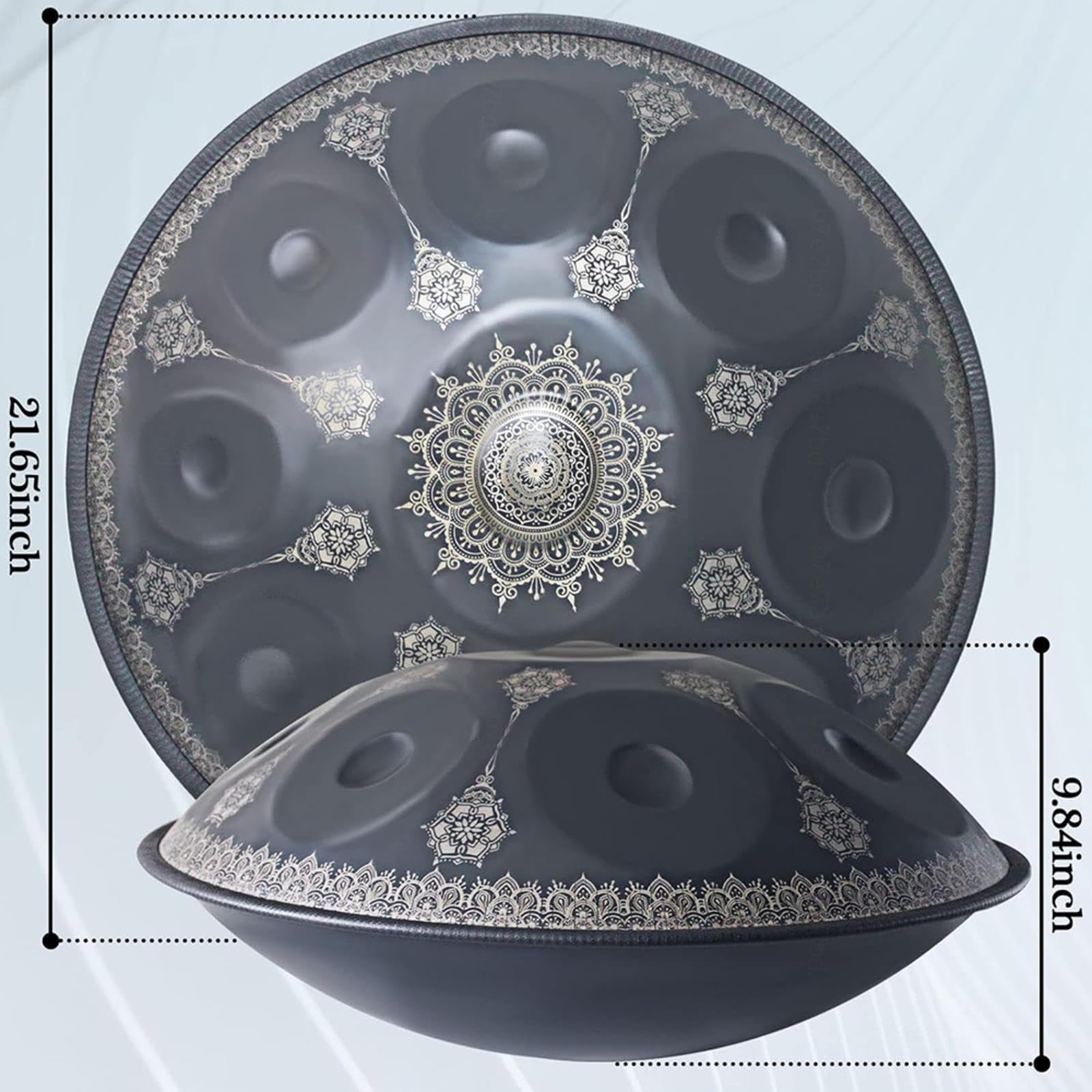 Handpan Instrument 22 Zoll D-Moll Steel Tongue Drum Percussion Drum Instrument mit Reisetasche,9Notes-Blue