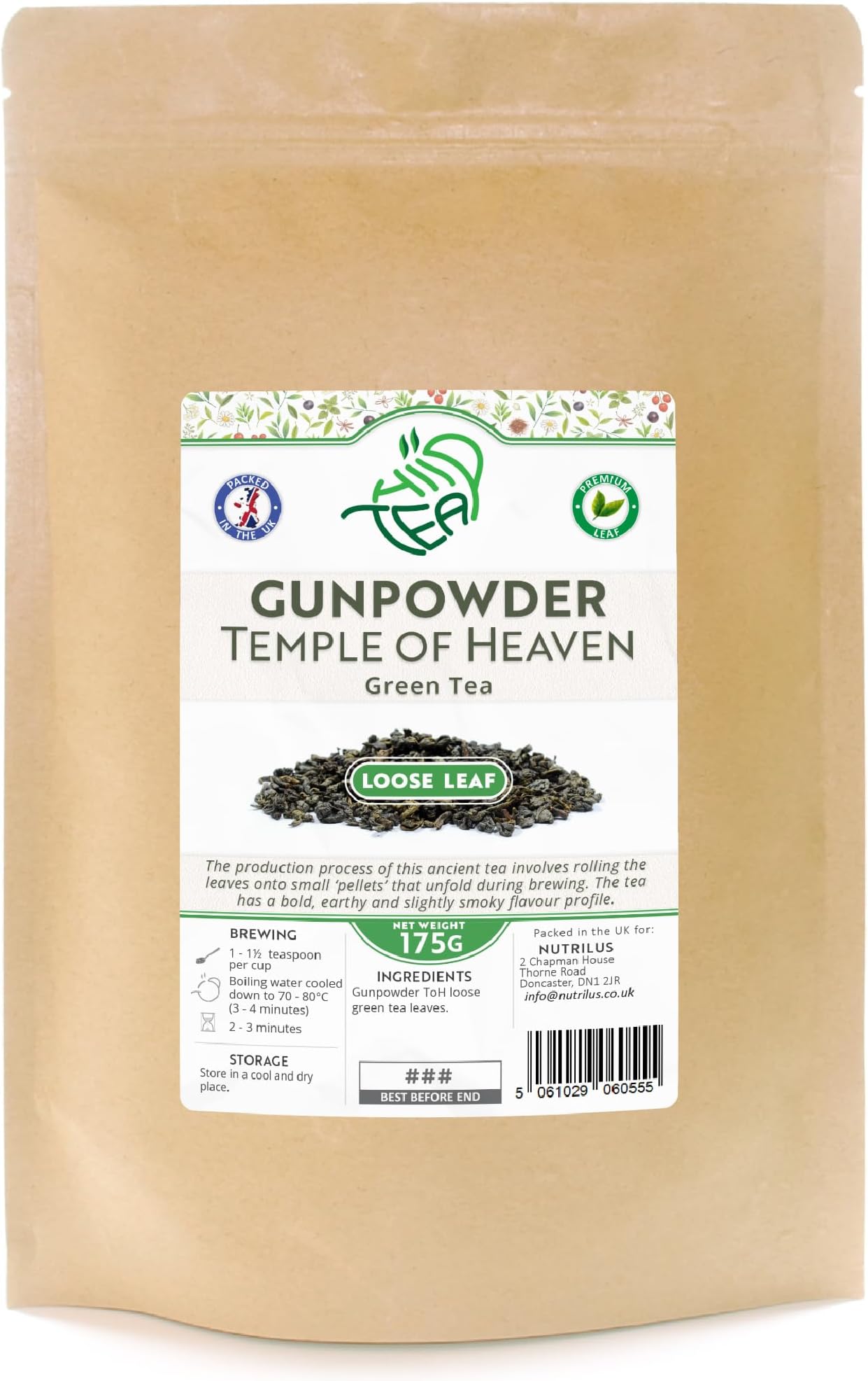 Gunpowder Temple Of Heaven Premium Loose Leaf Green Tea (175g)