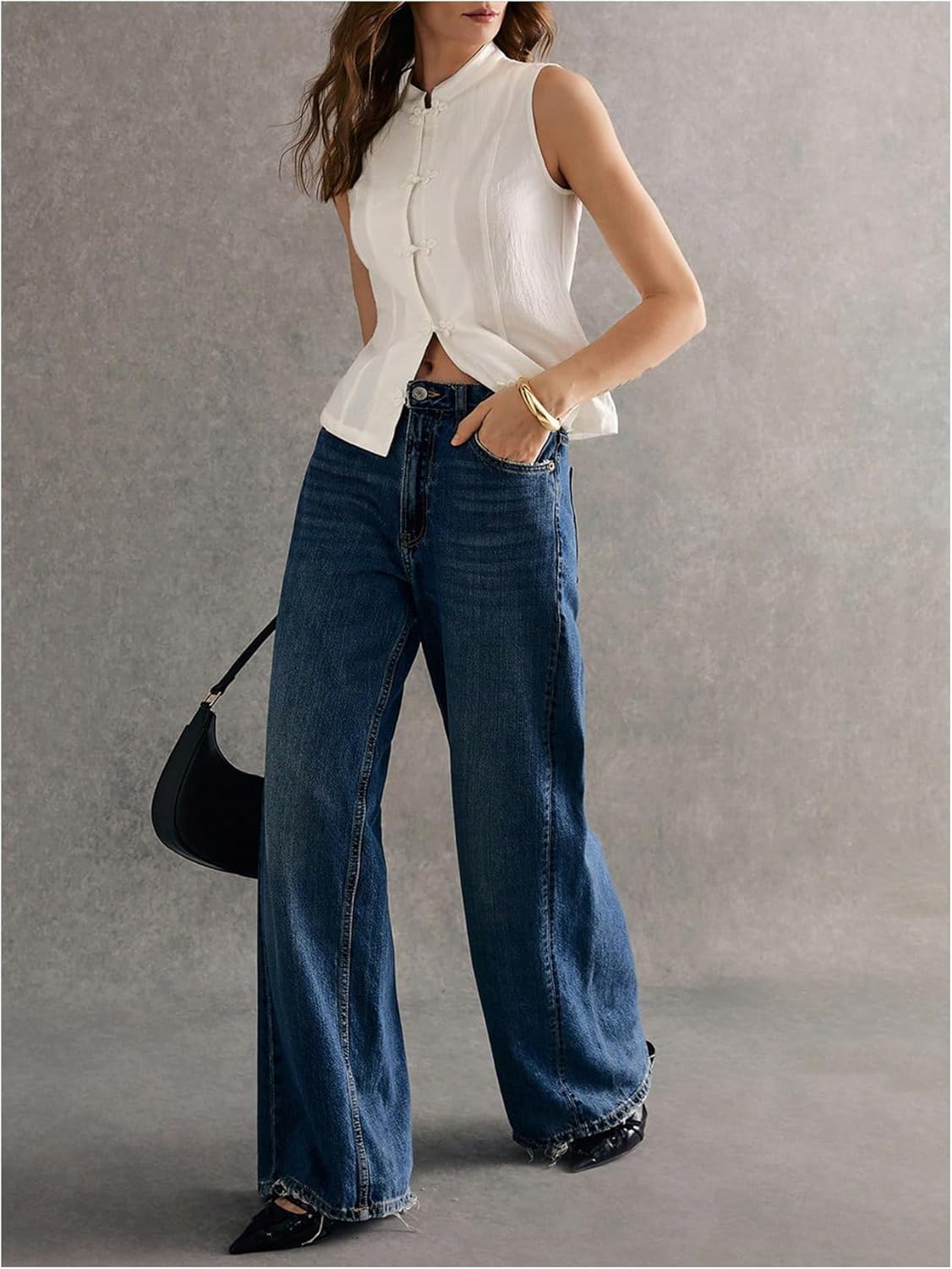 SHENHE Women's Linen Shirt Chinese Frog Button Stand Collar Tank Sleeveless Going Out Tops - Image 5