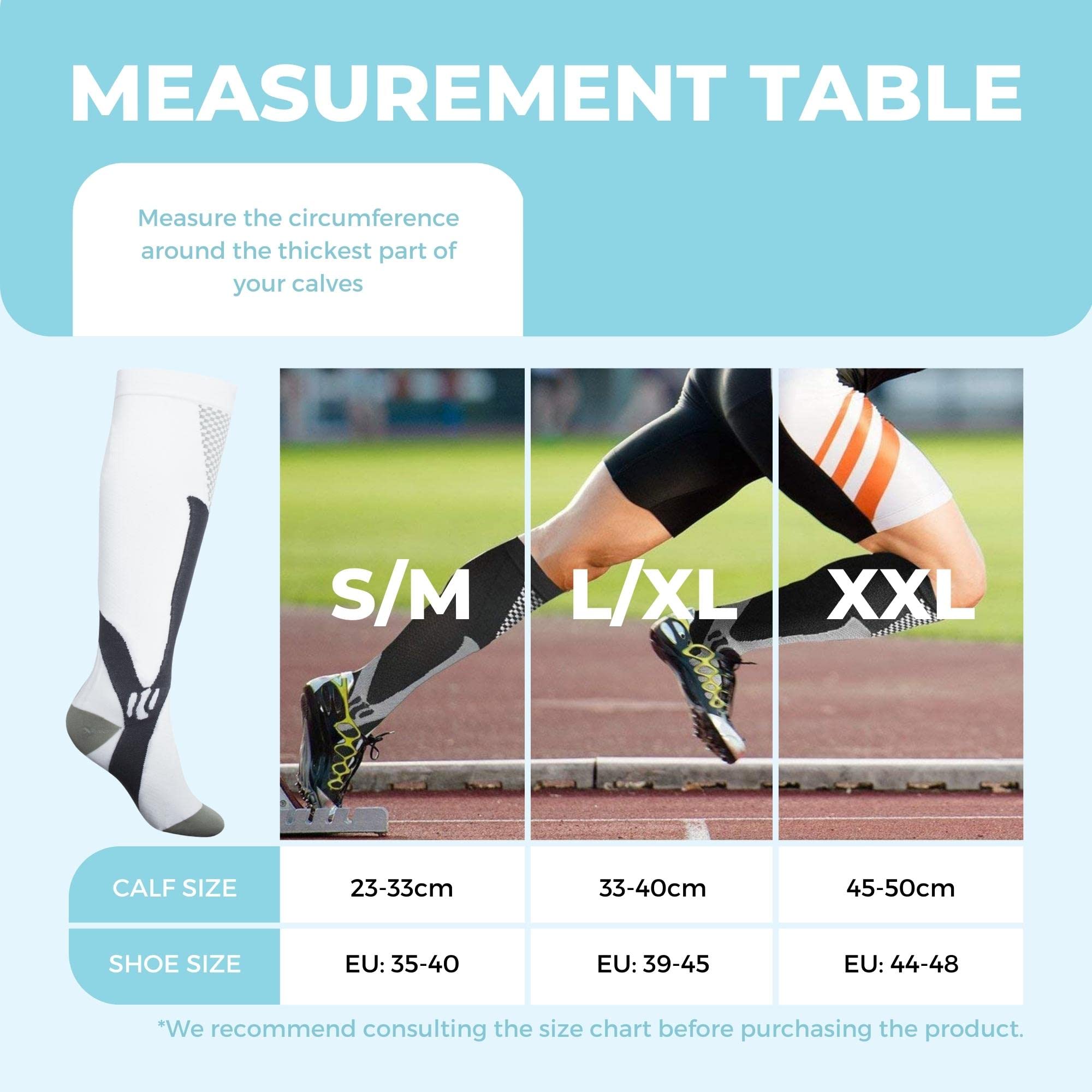 Medias de Compresión para Mujeres y Hombres (20-30mmHg), Calcetines de Compresión de Deporte, Running, Ciclismo, Viaje, Embarazo, Varices, Circulación Sanguínea, Vuelos, Trombosis, Enfermeria, Médico.