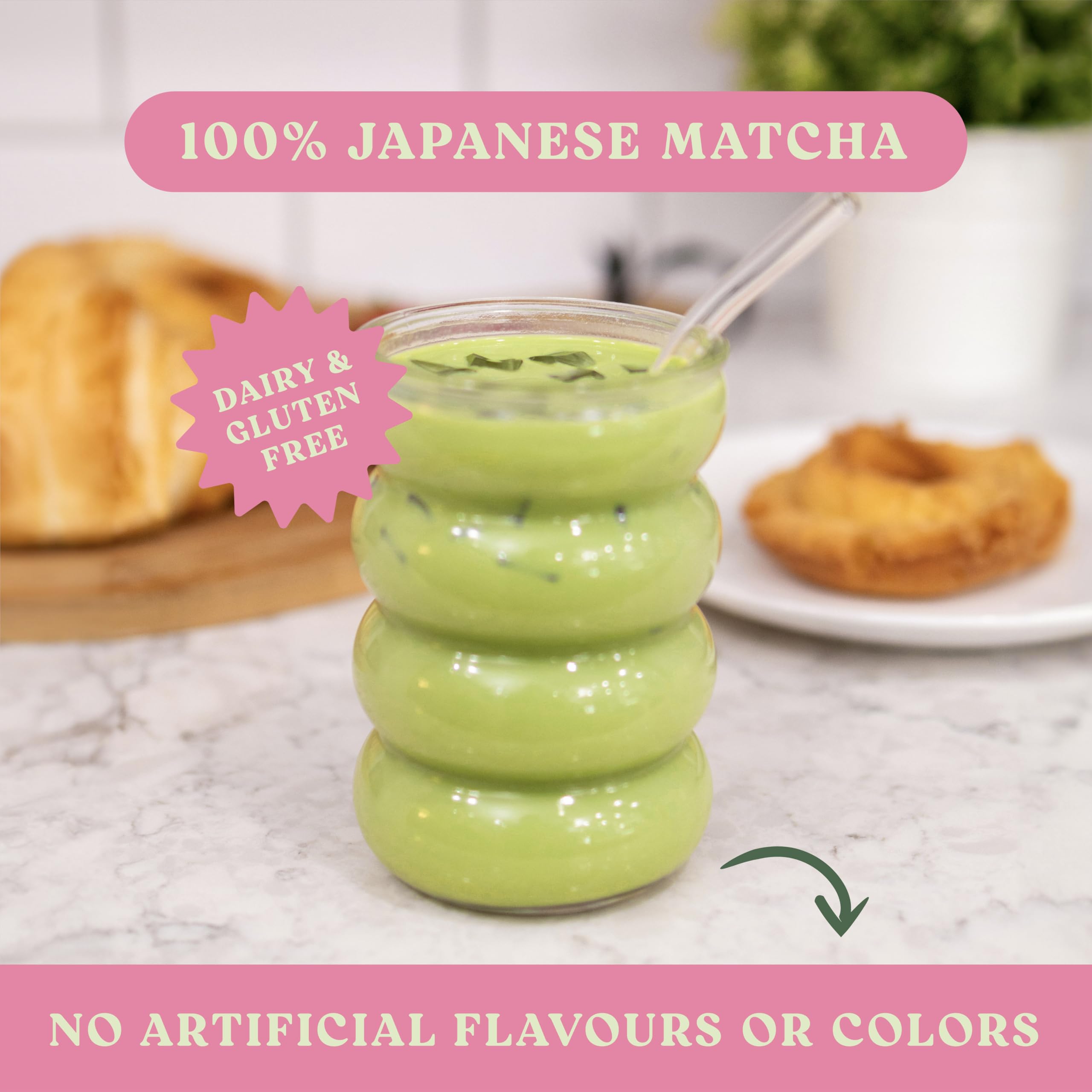 The Harmony Matcha Strawberry (10 Sticks) Premium Japanese Matcha Powder, Rich in Antioxidants & L-Theanine, Sweetened with Organic Sugar, No Preservatives
