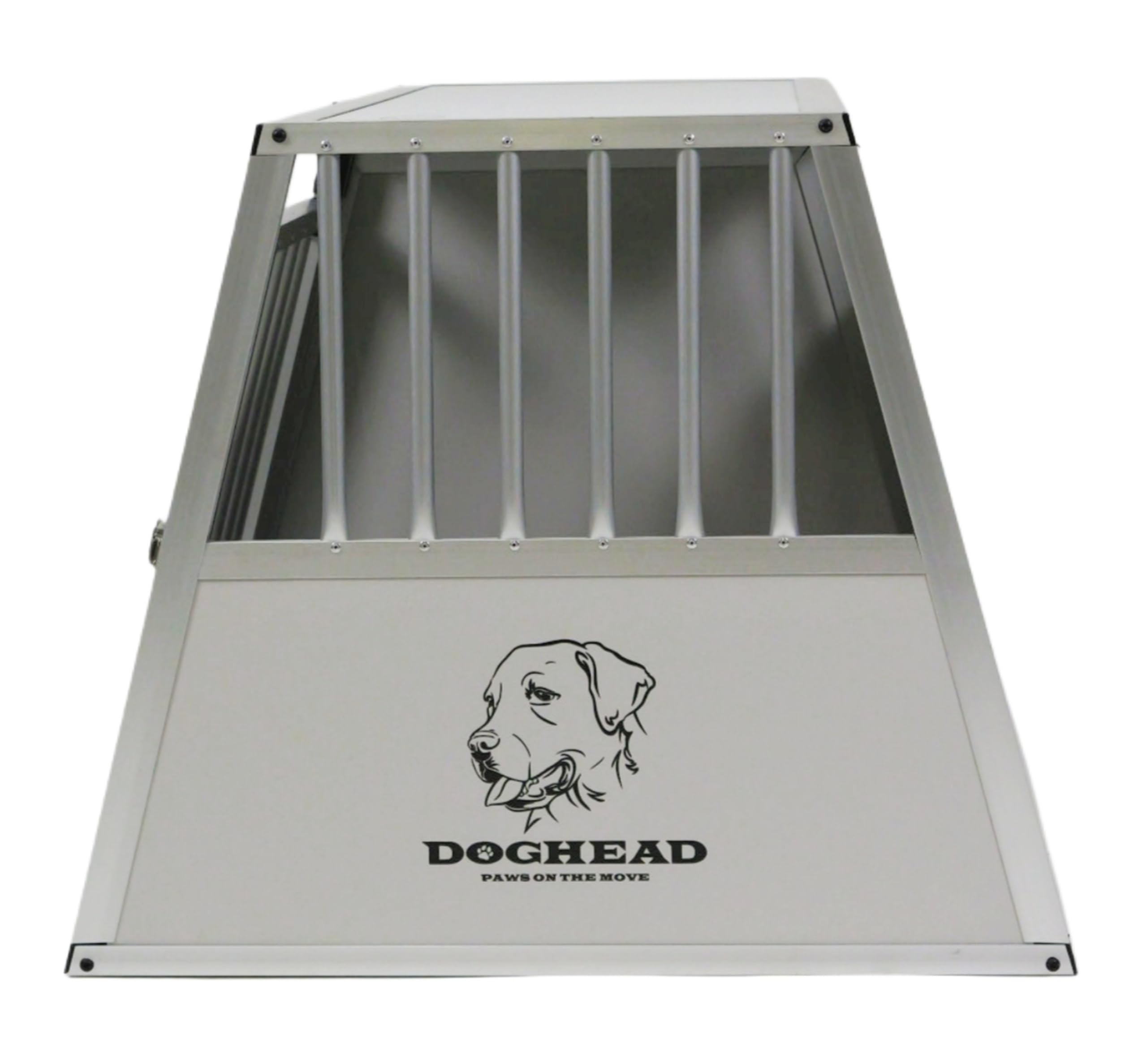 DOGHEAD Hundetransportbox Comfort, Double 95x75x63 cm DG, Schwarz, Aluminium, Beidseitig Abgeschrägt 75°, Trennwand mit Griff, Keine Kombibox