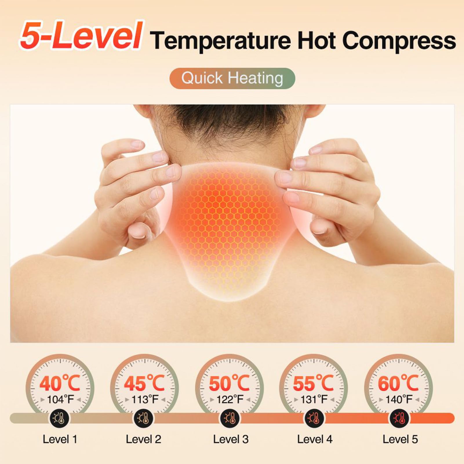 Cuscino riscaldante per il collo | 5 livelli di calore scalda-elettrico | Sciarpa cervicale elettrica riscaldata con massaggio vibrante - per uomini donne anziane ufficio casa
