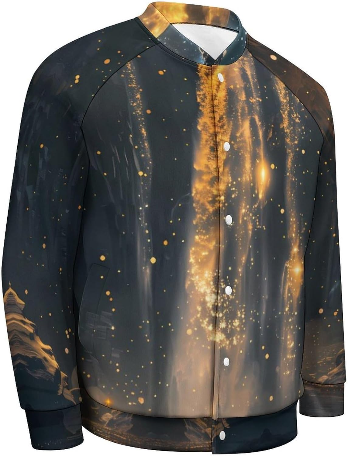 Moon Waterfall Baseball Jacket Casual Sportswear Bomber Jacket Coat for Men Women