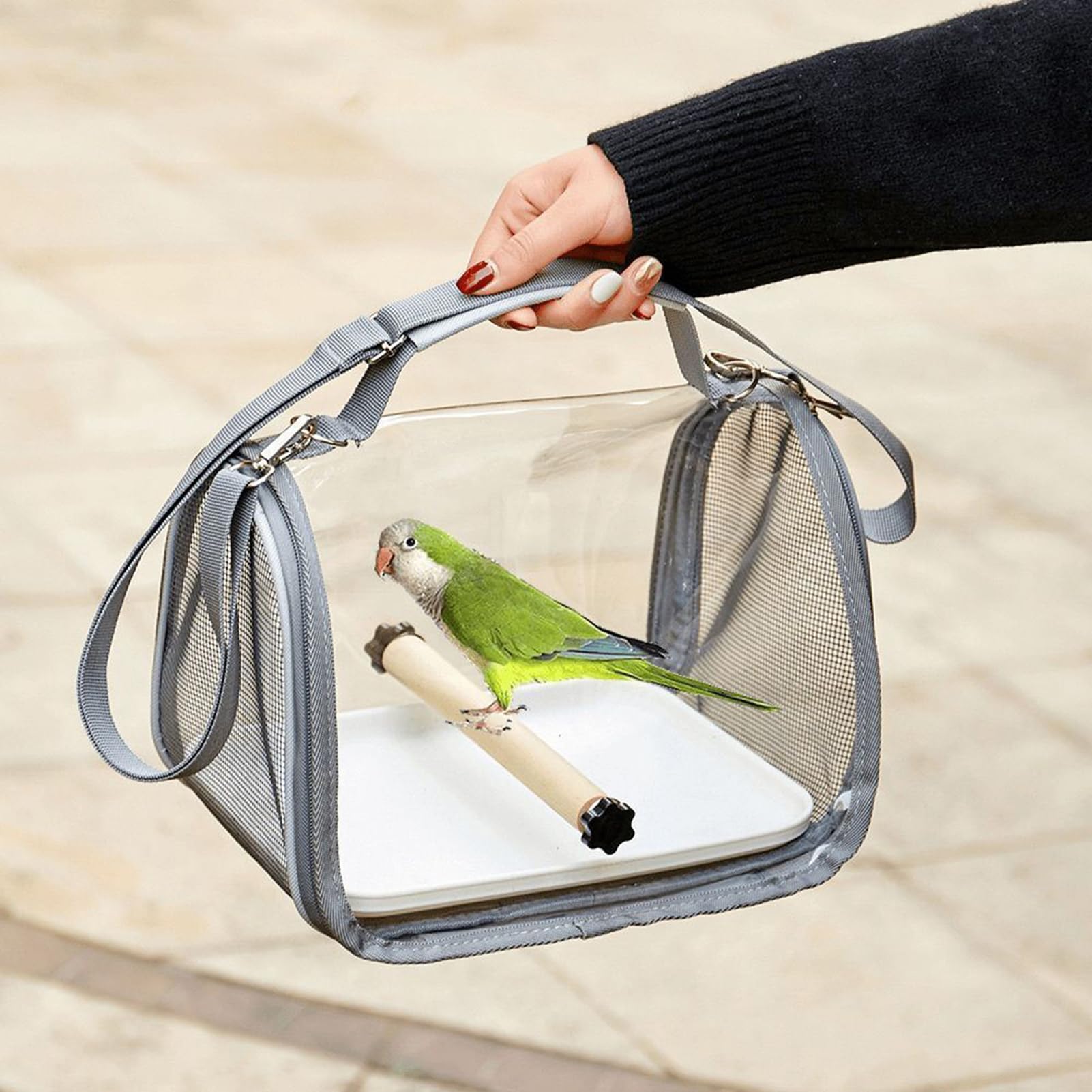 Borsa da viaggio per uccelli, comoda gabbia da viaggio e design sicuro, 26 x 19 x 19 cm, gabbia per uccelli da viaggio, trasportino per pappagalli, fringuelli, calopsitte, ara o parrocchetto