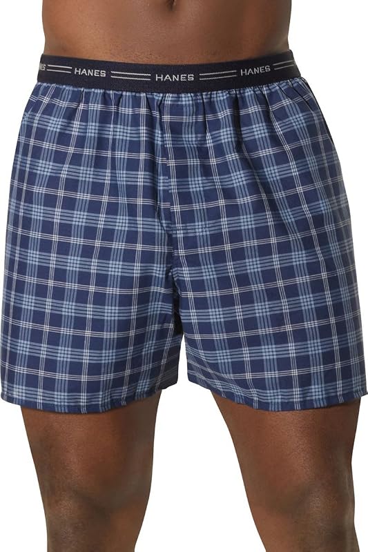 Hanes Men's 2-Pack Exposed Waistband Woven Boxers