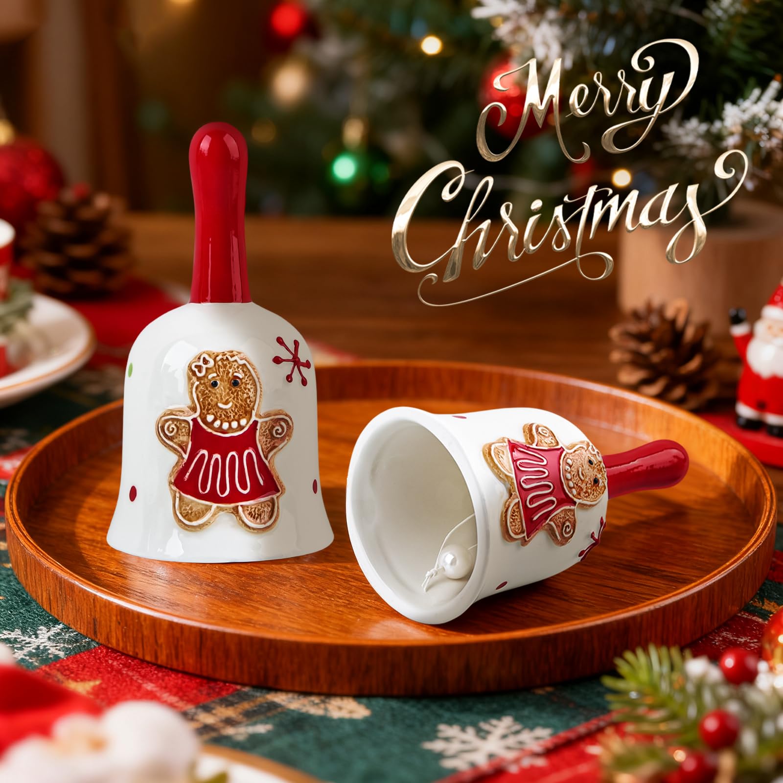 Clochette De Noël En Porcelaine Himissy - 14 X 8 X 8 Cm - Décoration De Table, Dîner, Restaurant - Motifs Festifs