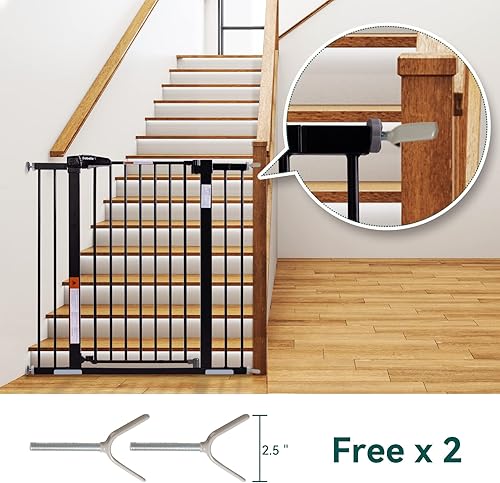 Miniatura 6 de BABELIO Puerta para bebé de 36 pulgadas de alto, puerta para mascotas de cierre automático de 26 a 40 pulgadas de ancho, puerta de metal montada a