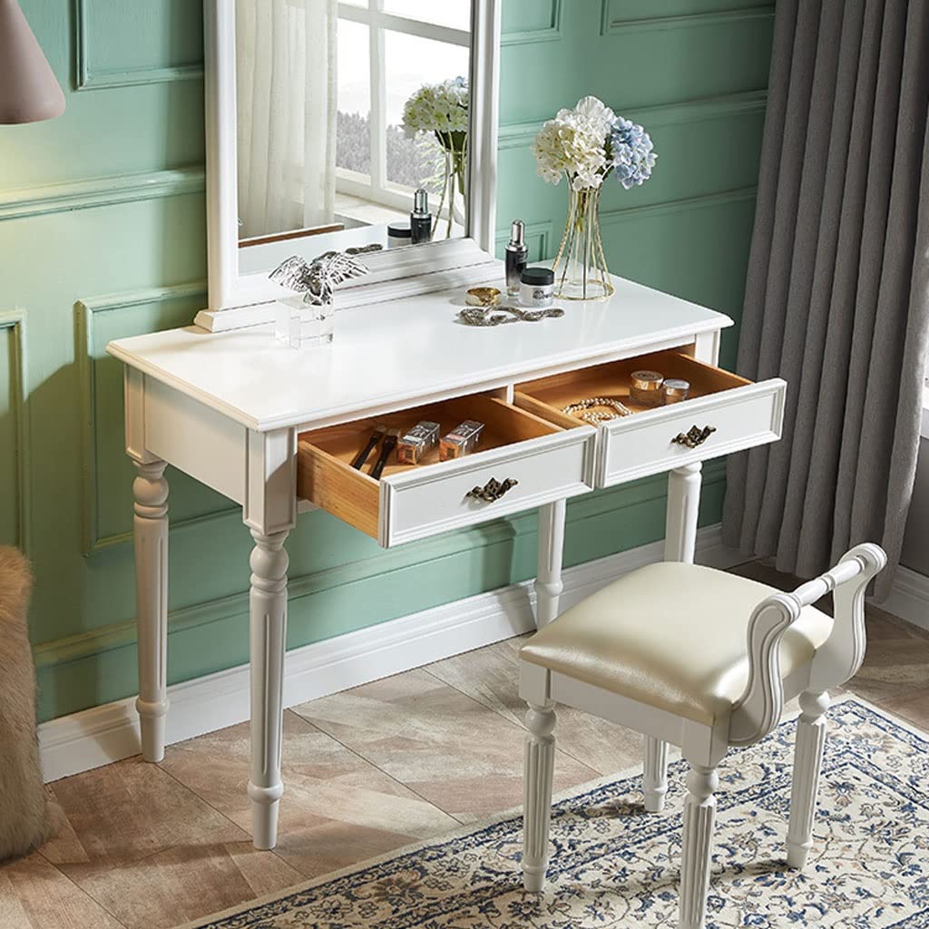 TEESONG Schlafzimmer Schminktische Schminktisch Set Schlafzimmer Minimalistisch Make-up Schreibtisch mit zwei Aufbewahrungsschränken Moderne Frauen Kommode Make-up Schminktisch Schminktisch