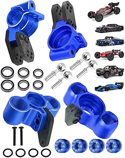 RCMYou Aluminum Front Knuckles Steering Blocks &Rear Hub Stub Axle Carriers Upgrades Part for ARRMA 1/8 Typhon/Talion 6S BLX,1/7 Felony/Mojave/Infraction 6S BLX,Navy Blue