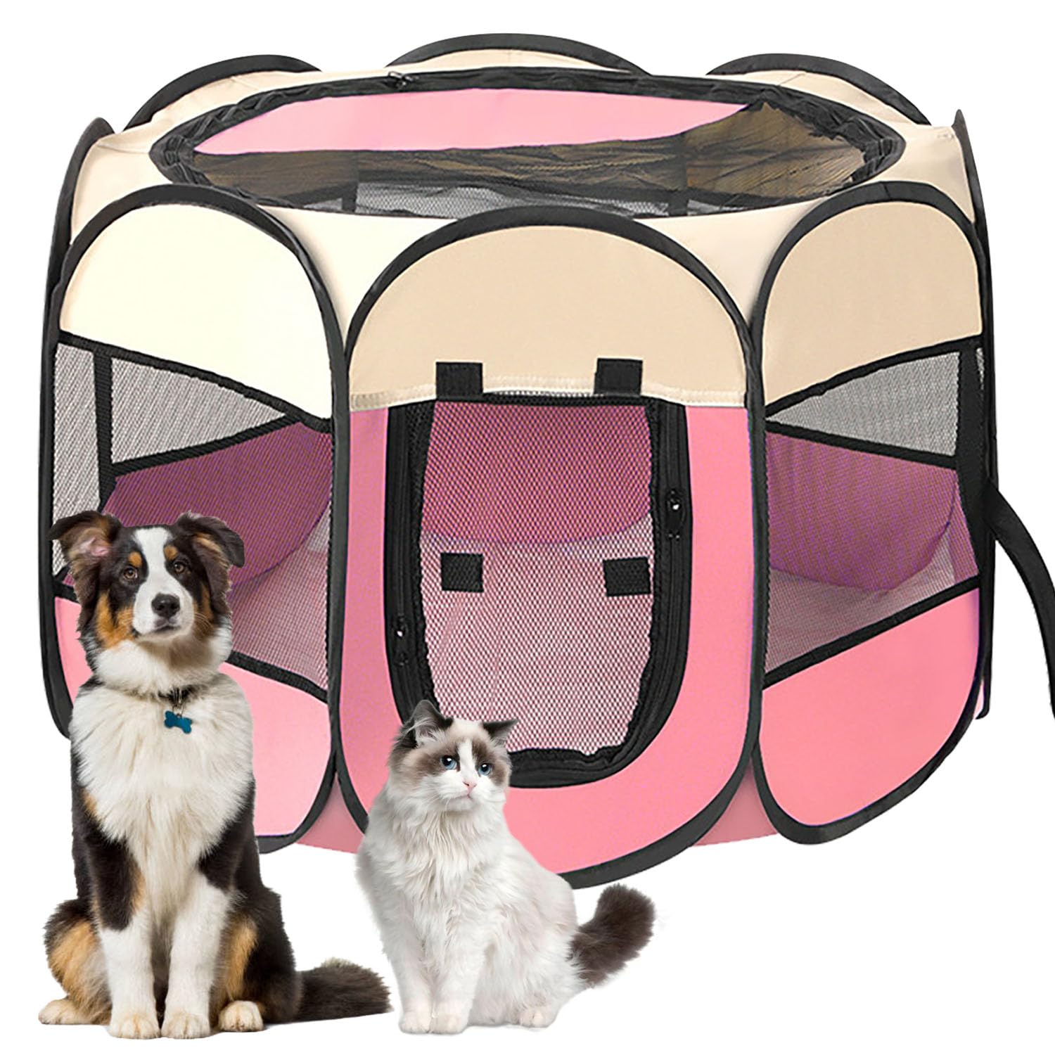 Cinta de Correr de Cachorros Portátiles,Cinta de Correr de Cachorros Caja de Perros Plegable Soporte de Gato,Cinta de Correr de Tela de Oxford Impermeable,Perro de Jaula de Gato(Rosa,L,8)