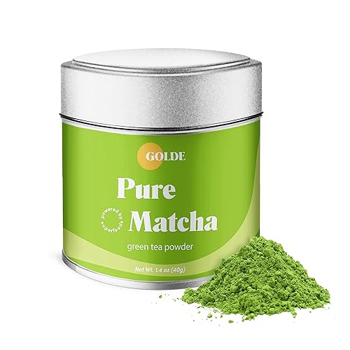 GOLDE - Matcha puro - Polvo de matcha de grado ceremonial - Superalimento de té verde orgánico con L-teanina - Rico en antioxidantes - Vegano - Sin