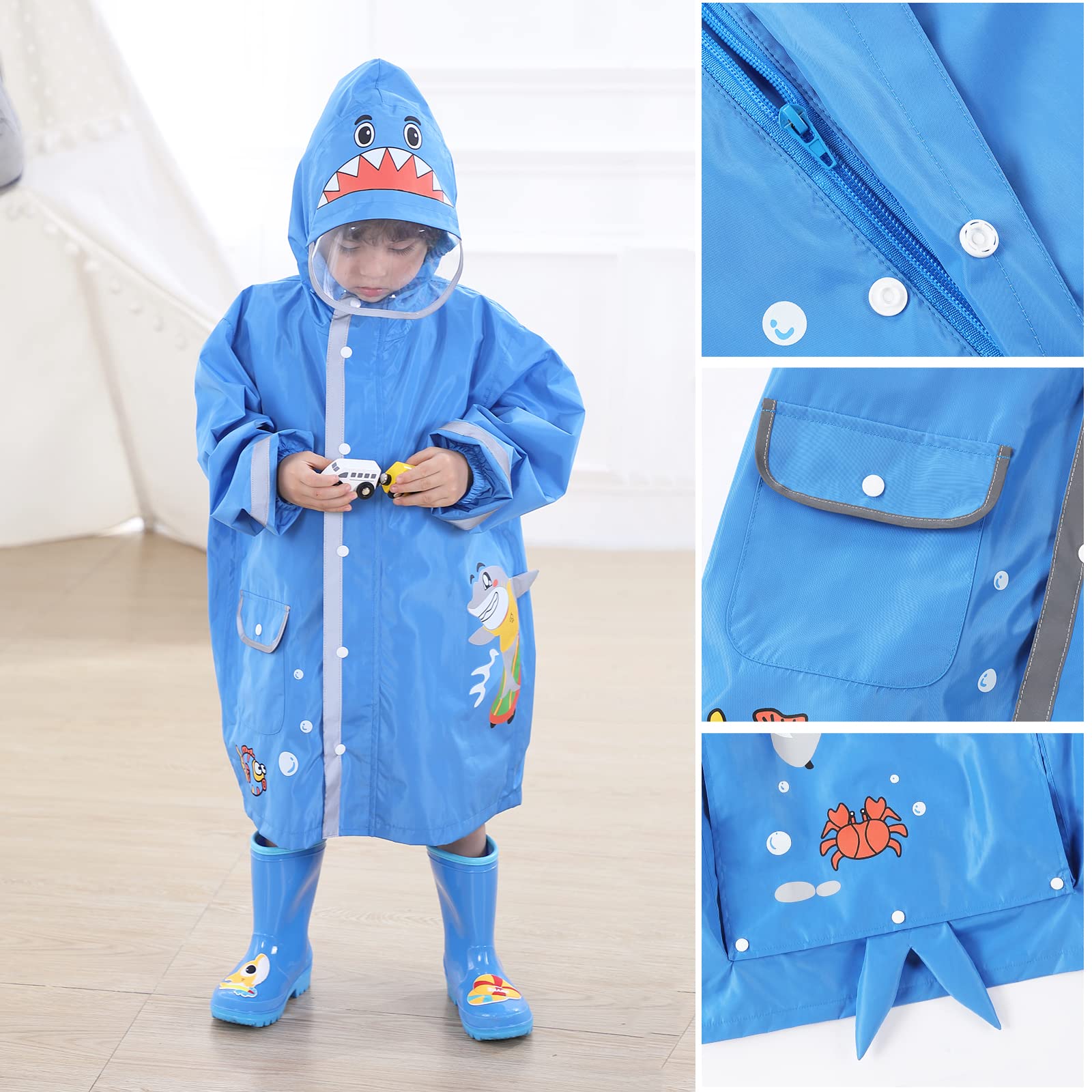 Poncho de Lluvia para Niñas y Niños - Chubasquero Ligero Impermeable Reutilizable Traje de Lluvia Respirable Portátil Ropa Impermeable 2-10 Años