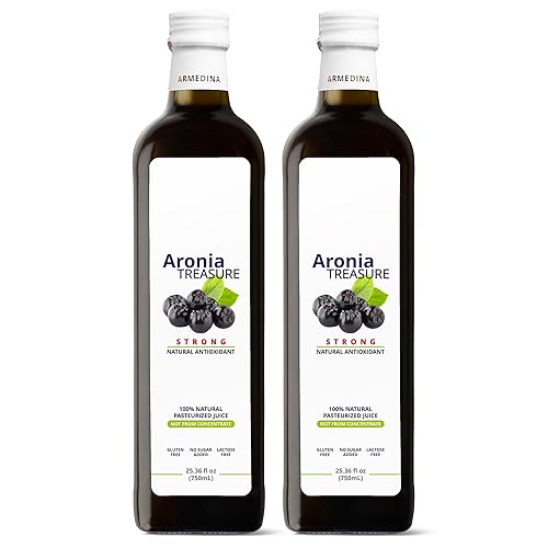 2 Aronia Treasure Jugo de bayas 100% de Aronia (Chokeberry) suministro de 1 mes, 1 disparo por día. Di sí a reovery, energía y protección