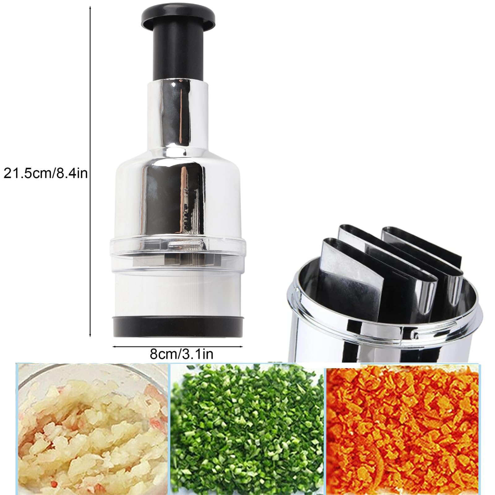 Chopper per cipolle, tritato per cipolle tritaverdure un mano -tritatutto manuale in Acciaio inossidabile per cucina domestica Ristorante Argento domestico