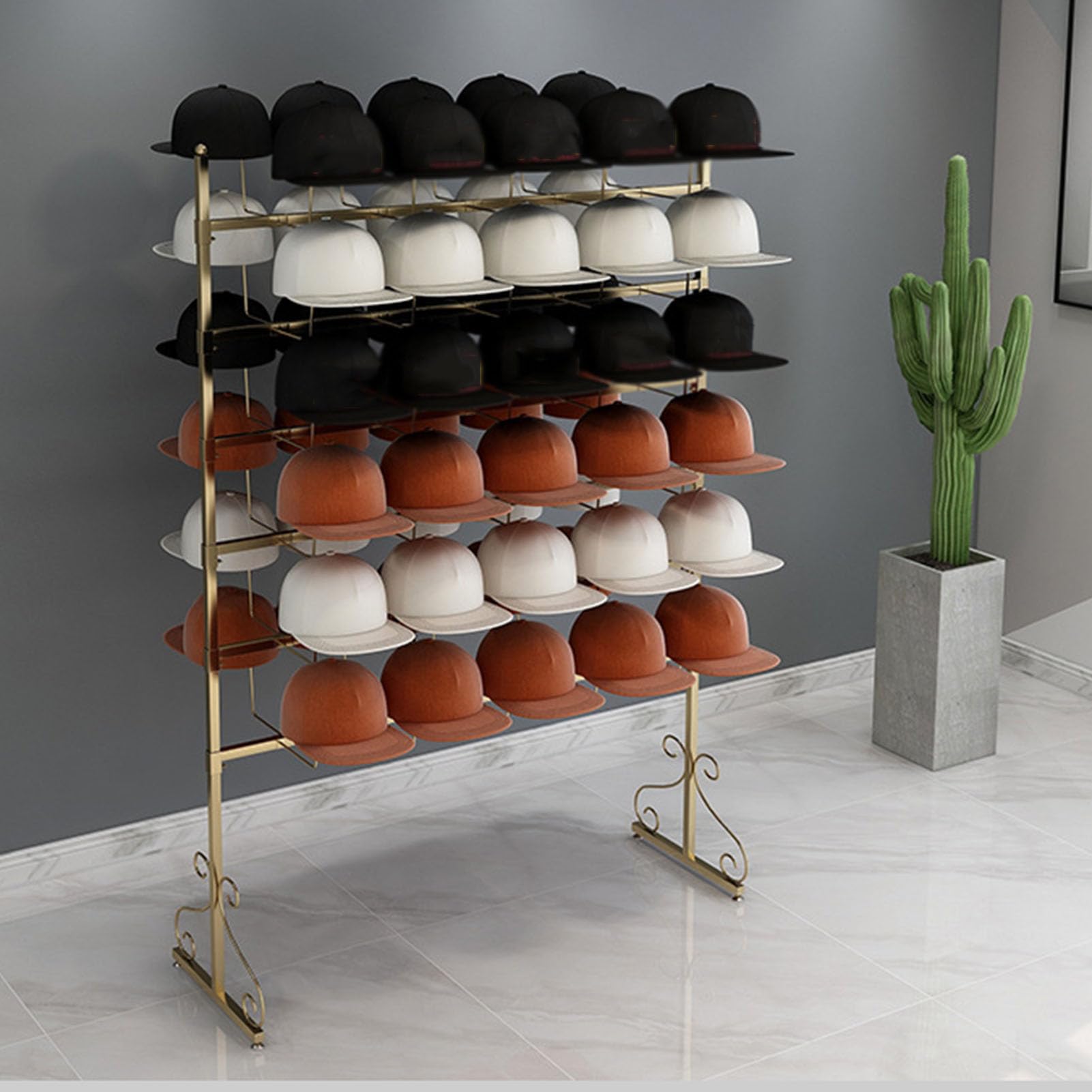 Perchero para Sombreros, Perchero Independiente para Sombreros, Expositor de Sombreros de Metal, Perchero Ajustable de Metal para Pelucas y Gorras de béisbol para Tiendas de Ropa minoristas,