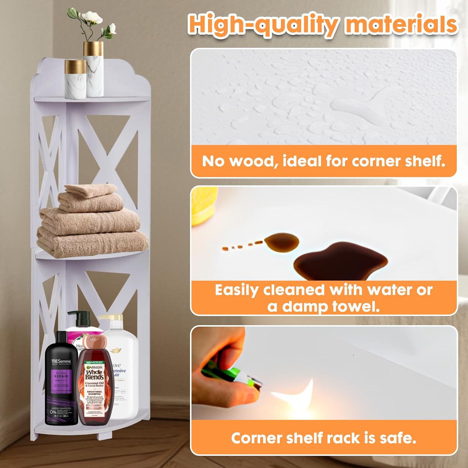ShellKingdom Toilet Paper Stand, Corner Shelf Stand, Small Bathroom Cabinet | Storage Cabinet for Bathroom, Home, Small Space, Corner Shelf, White