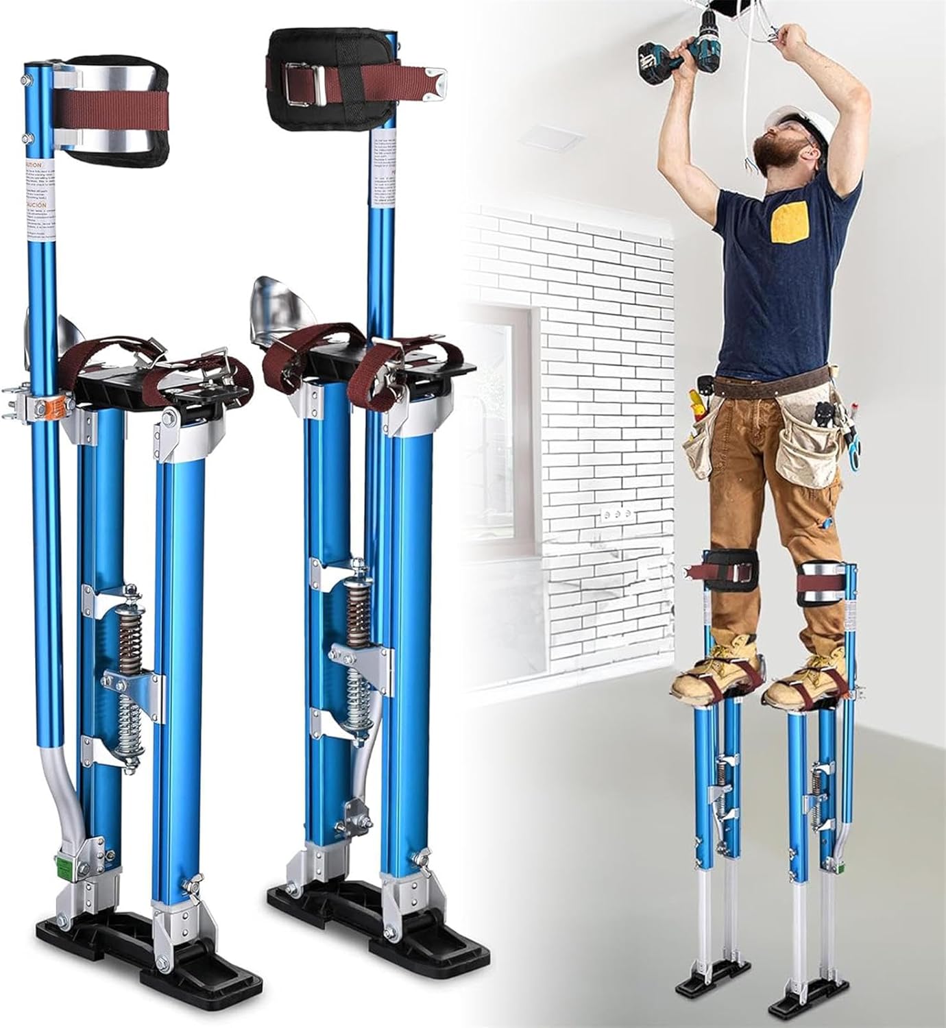 Drywall Stilts, 18-30" /24-40" Height Adjustable Lifts Paint Stilt for Sheetrock Finishing Pruning Branches or Cleaning,30inch