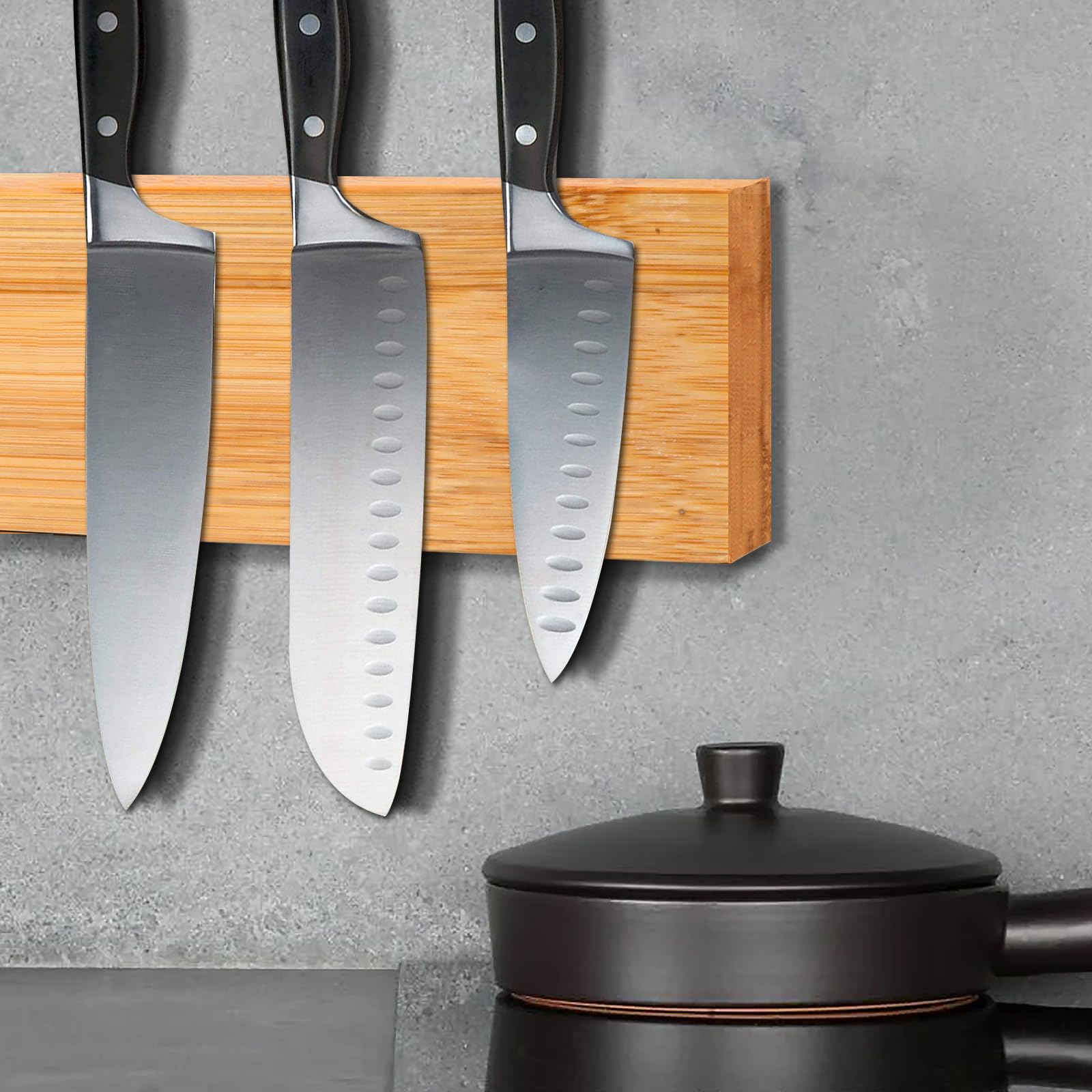 Barra Magnética para Cuchillos, 40cm Iman Cuchillos de Cocina Acero Inoxidable Cuchillero Magnético Puede sin Taladrar para Cuchillos de Cocina/Espátulas/tijeras
