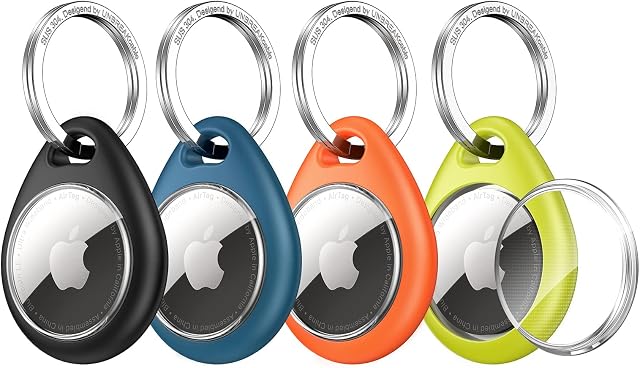 UNBREAKcable 360° Protective Case for AirTag, AirTags Keyring Holder, [4-Pack] Scratch-Resistant, Lock Design, Keychain for AirTag, TPU Full Cover Case for Airtag, Key, Luggage, Multicolor