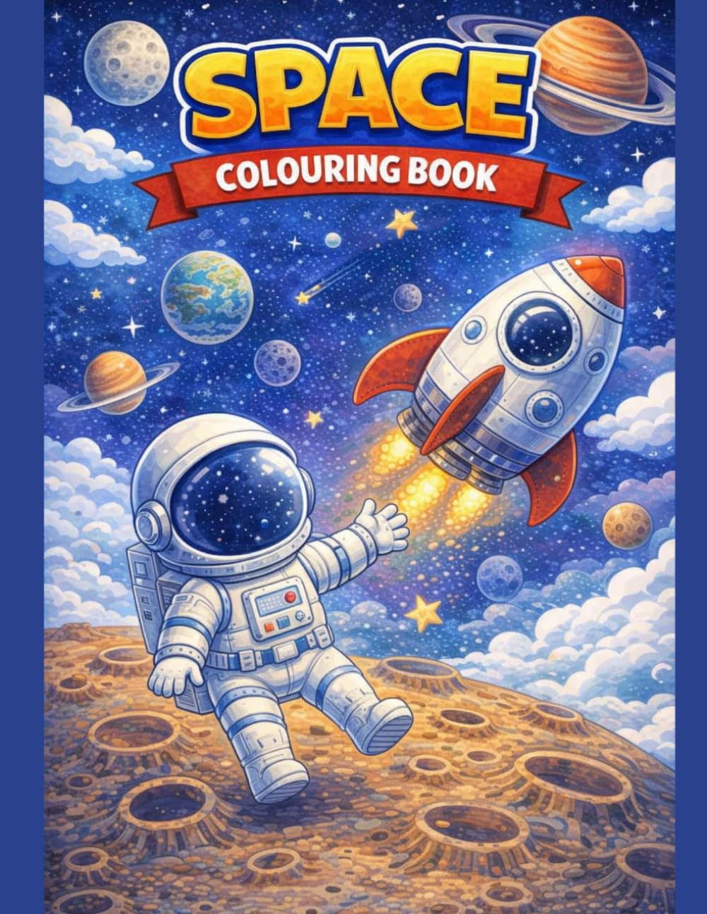 Space colouring book: Cute space adventures for kids to colour