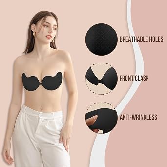 Adhesive Bra Push Up for Women, Sticky Invisible Lifting Bra, Backless Breast Lift Bra, Strapless Bras for Dress with Pastie