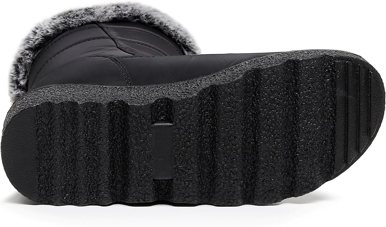 Women Men Lightweight Snow Boots Winter Anti-Slip Ankle Booties Waterproof Slip On Warm Fur Lined Sneaker