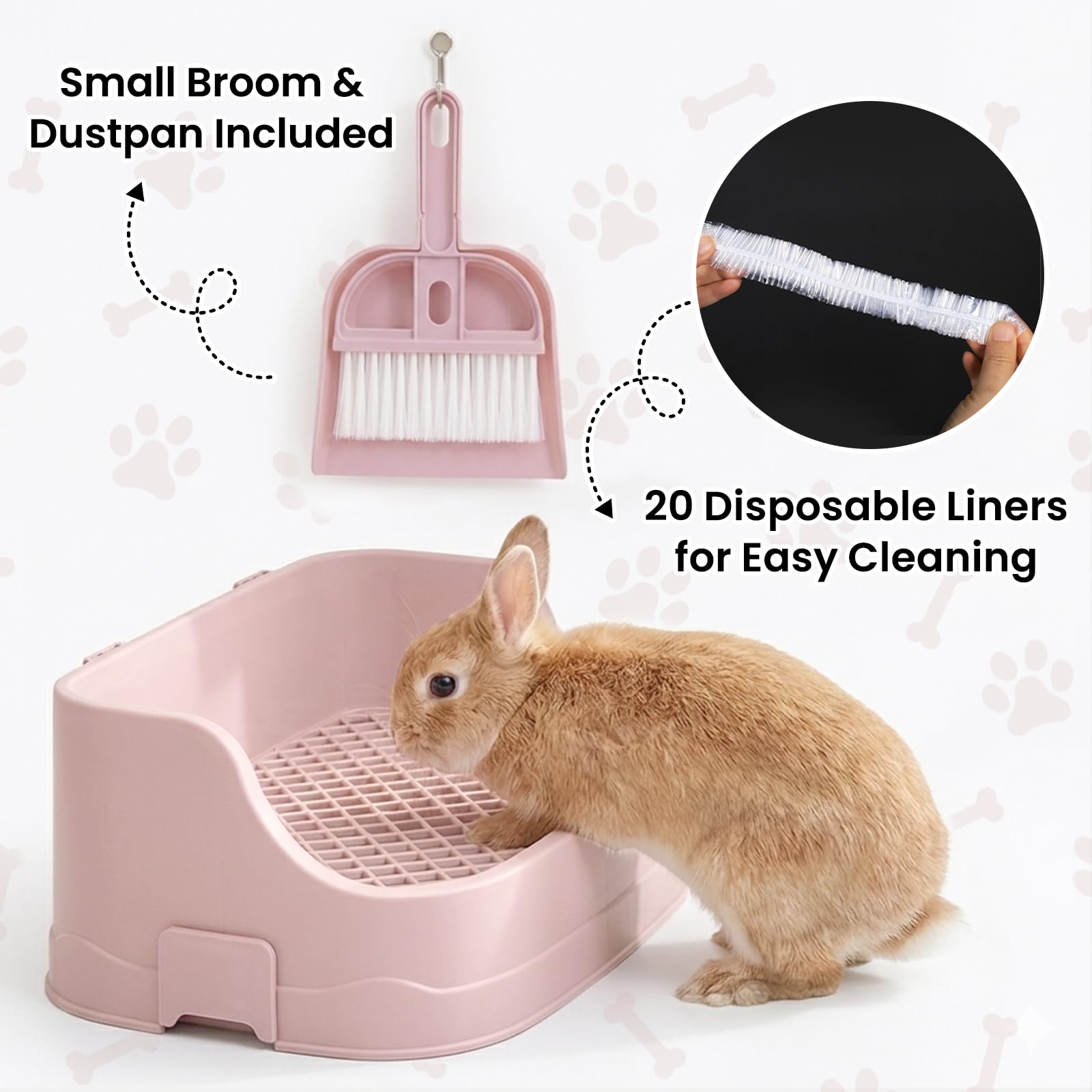 Large Rabbit Litter Box, Bunny Litter Box with Removable Top and Bottom, Corner Bunny Potty Training Litter Pan, Small Animal Toilet for Adult Rabbits, Guinea Pig, Hamster, Pink - image 2