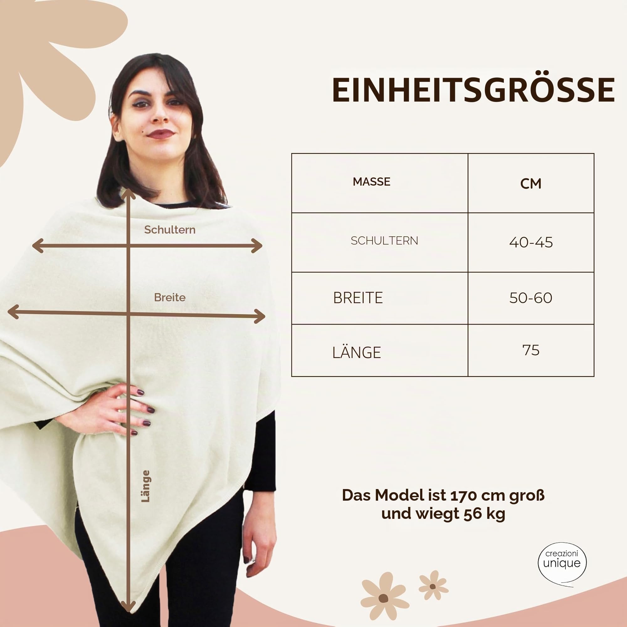 Poncho Damen Winter Elegant und Warm Made IN Italy - Mischung aus Wolle, Viskose und Cashmere Schal für Frauen - Strick Ponchos & Capes für Damen