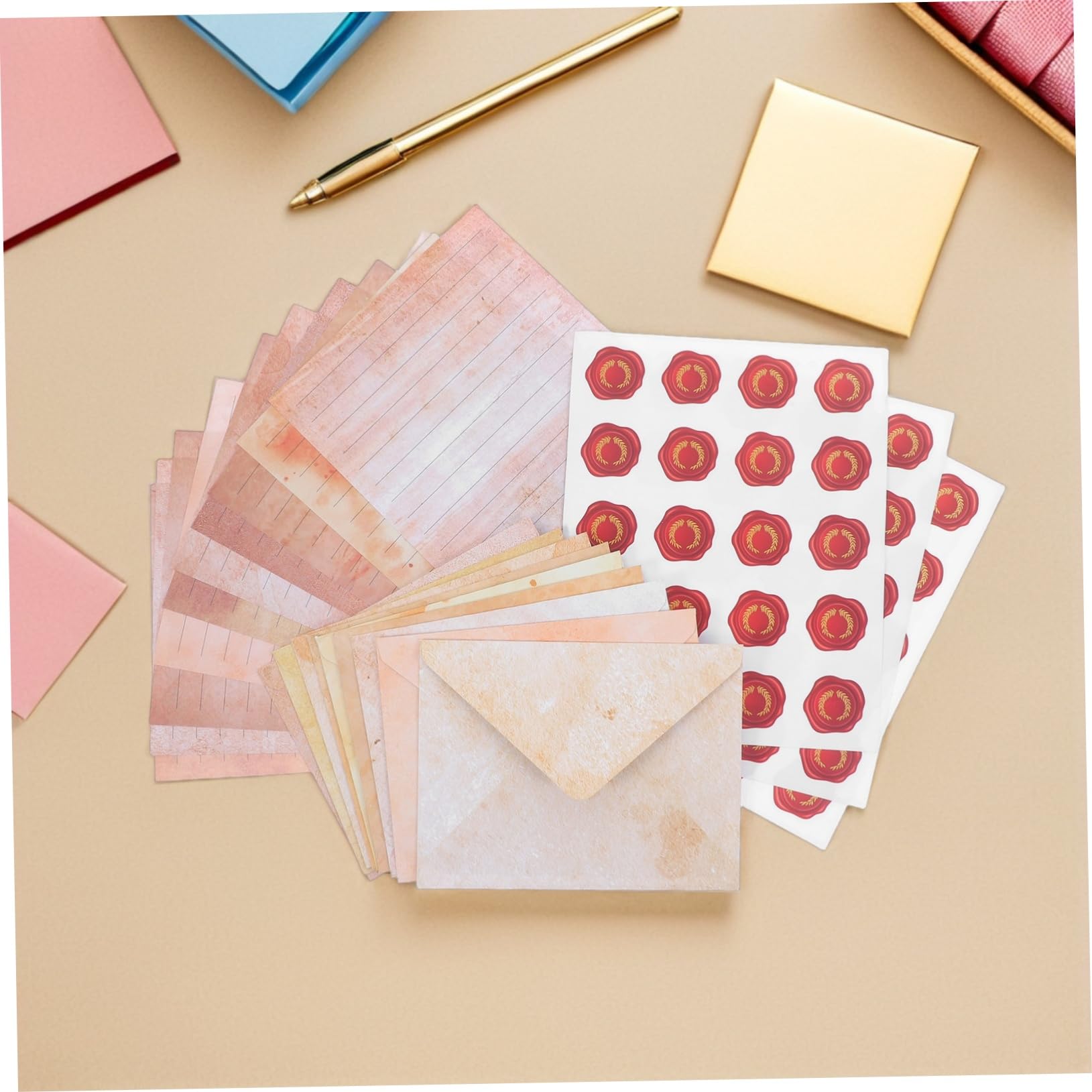 Set de Papelería Vintage para Cartas, 100 Hojas de Papel | Sobres a Juego, Diseño Retroinspirado con Líneas para Escritura, Papel Optimizado para Notas y Comunicación Diaria